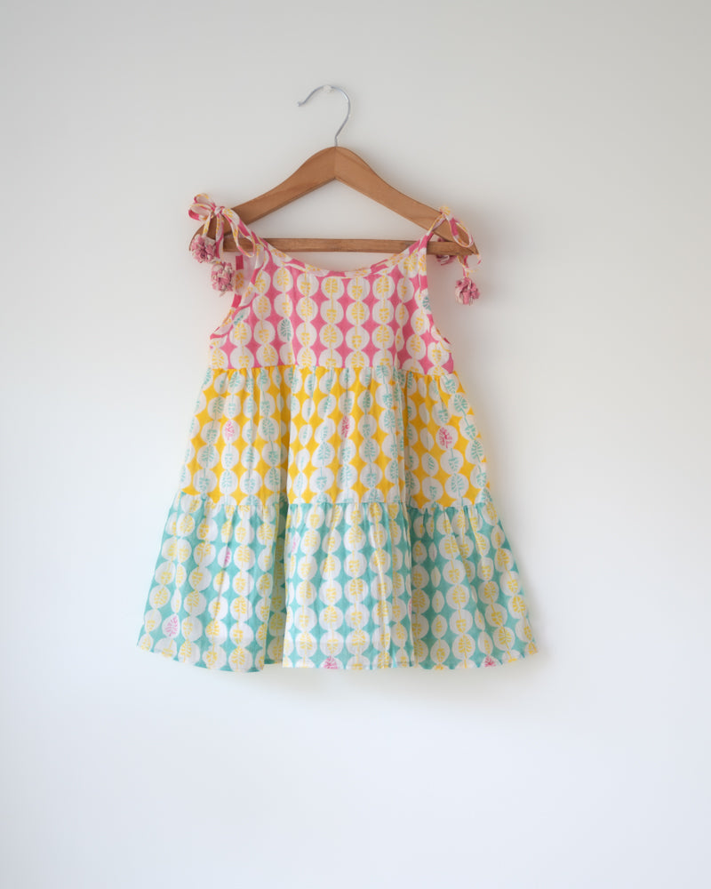Rasa Green Monstera Infant Tiered Frock (0-12 Months)