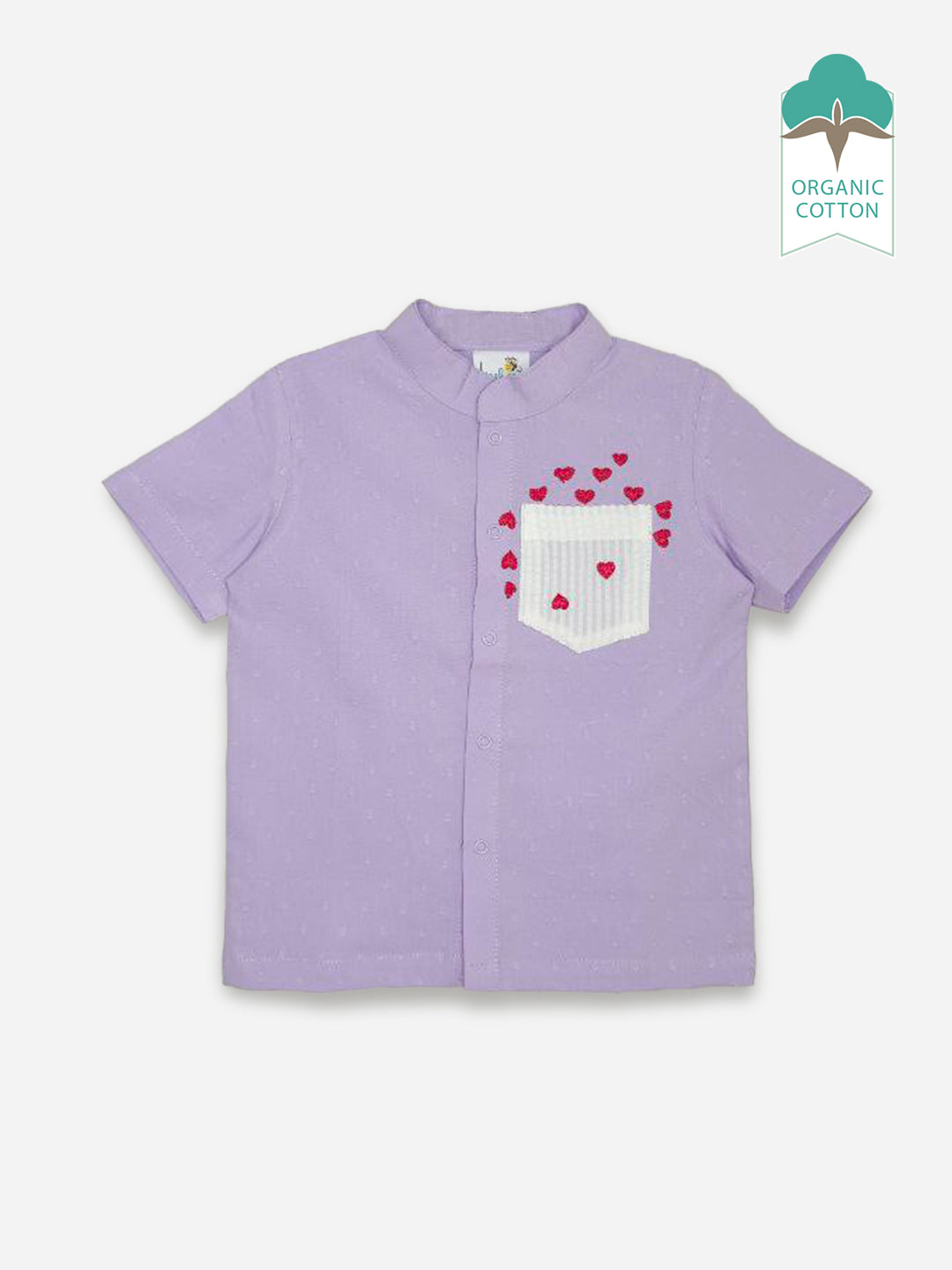 Purple Pocket Hearts - Organic Cotton Embroidered Shirts - Totdot