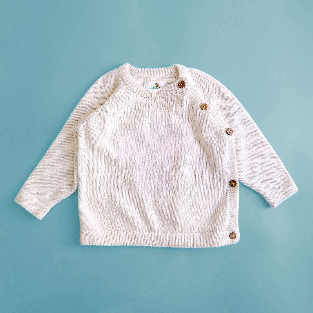 White – Cotton Solid Sweater