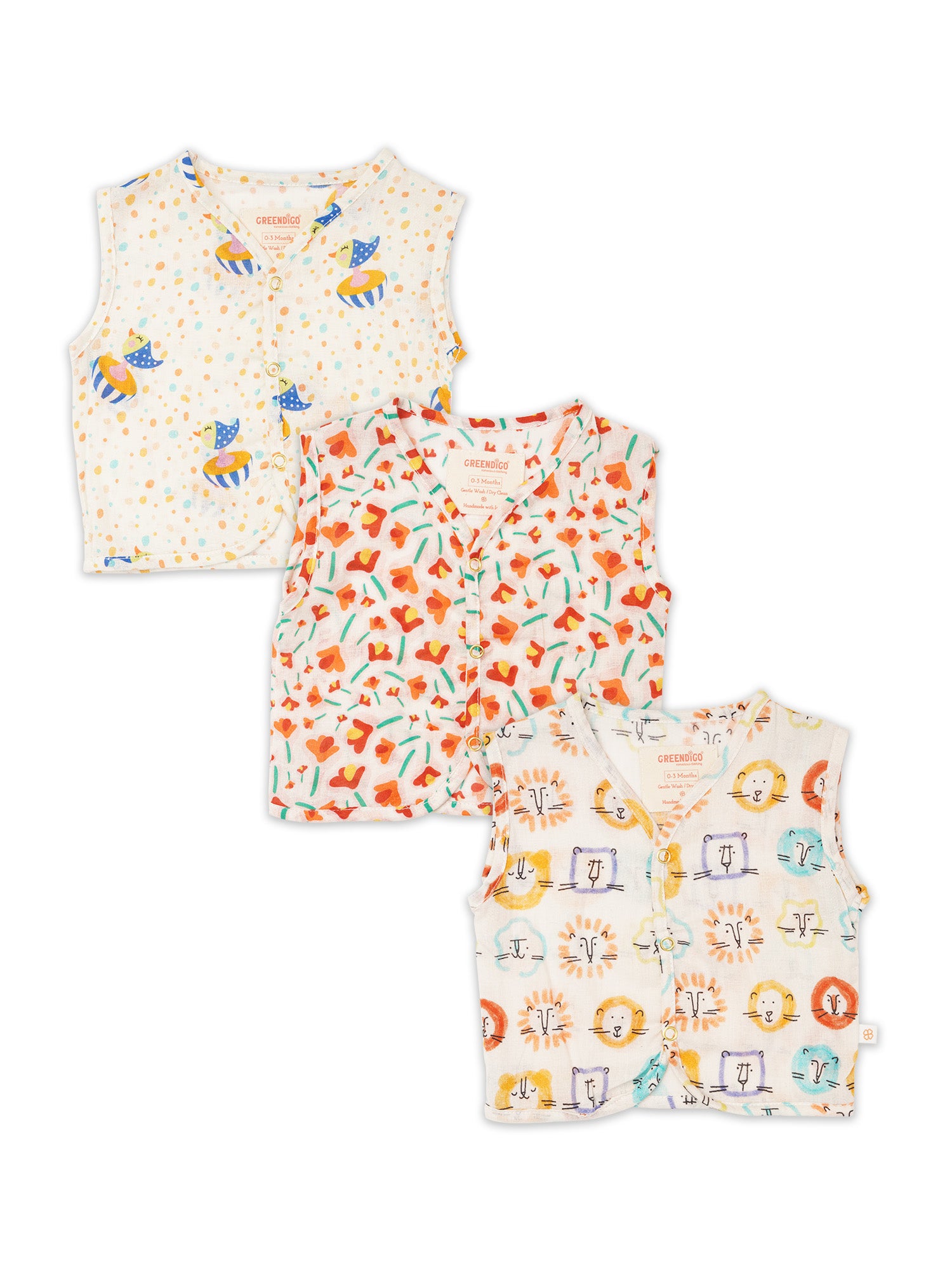 Garden Love - Baby Muslin Jhabla - Pack of 3 - Totdot