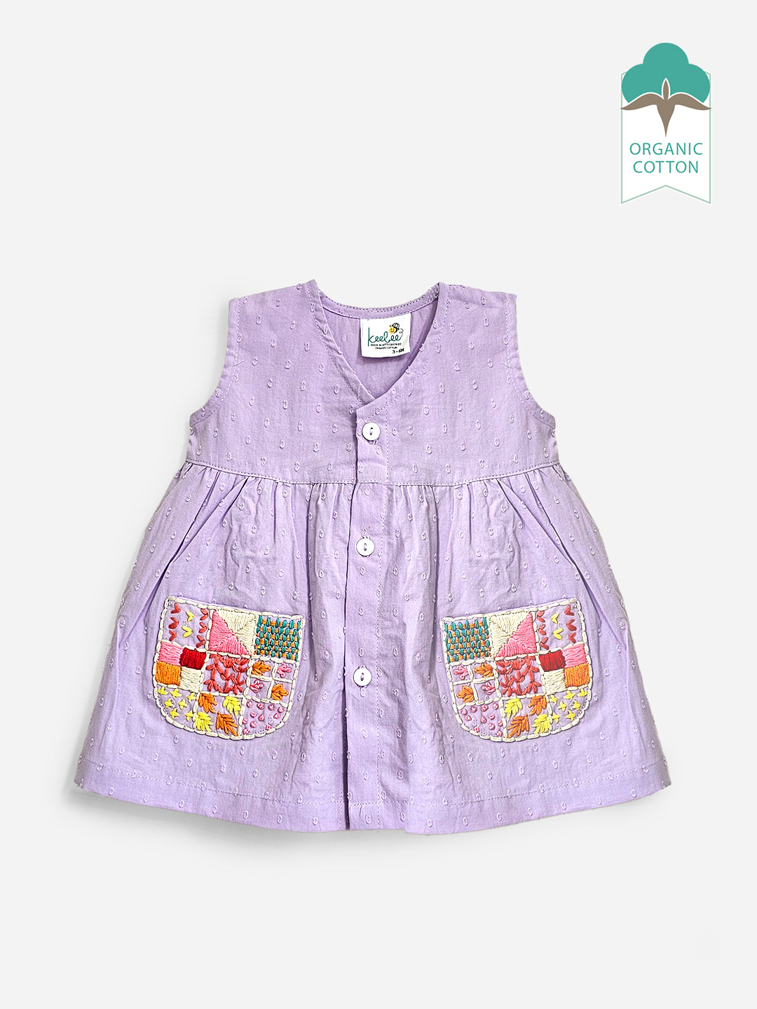 Lilac - Organic Cotton Hand Embroidered Baby Girl Dress - Totdot