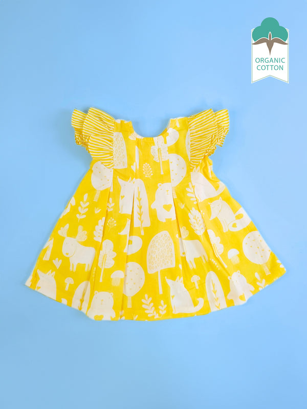 Enchanted Forest - Organic Cotton Printed Baby Girl Iris Dress - Totdot