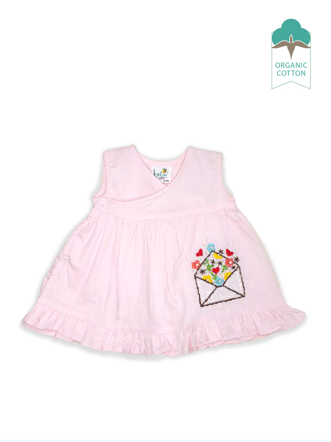 Love Letter - Organic Cotton Embroidered Girls Pink Jhabla / Dress - Totdot