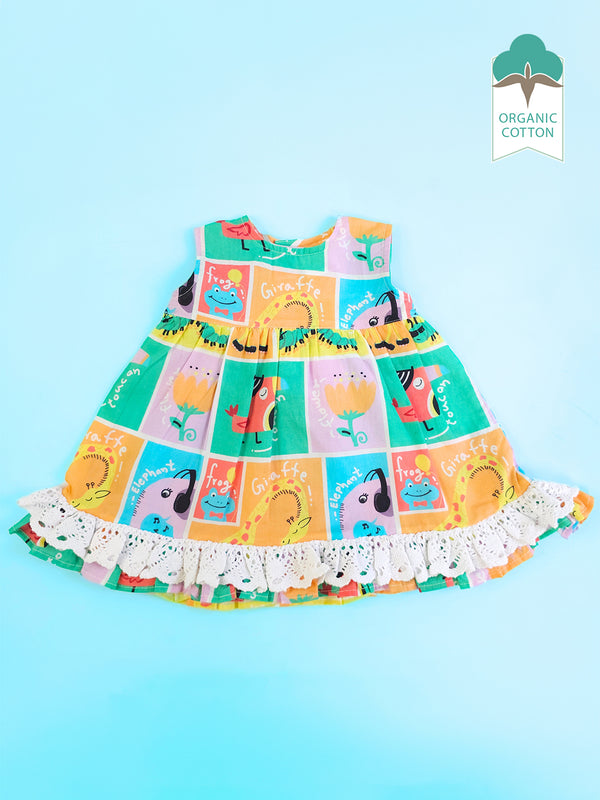 Zoo Crew - Organic Cotton Printed Baby Girl Peony Dress