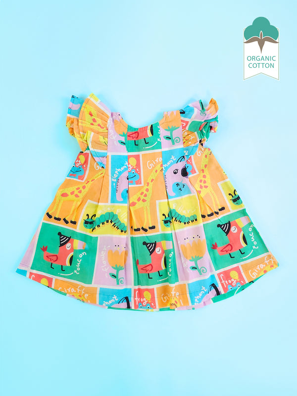 Zoo Crew - Organic Cotton Printed Baby Girl Iris Dress - Totdot