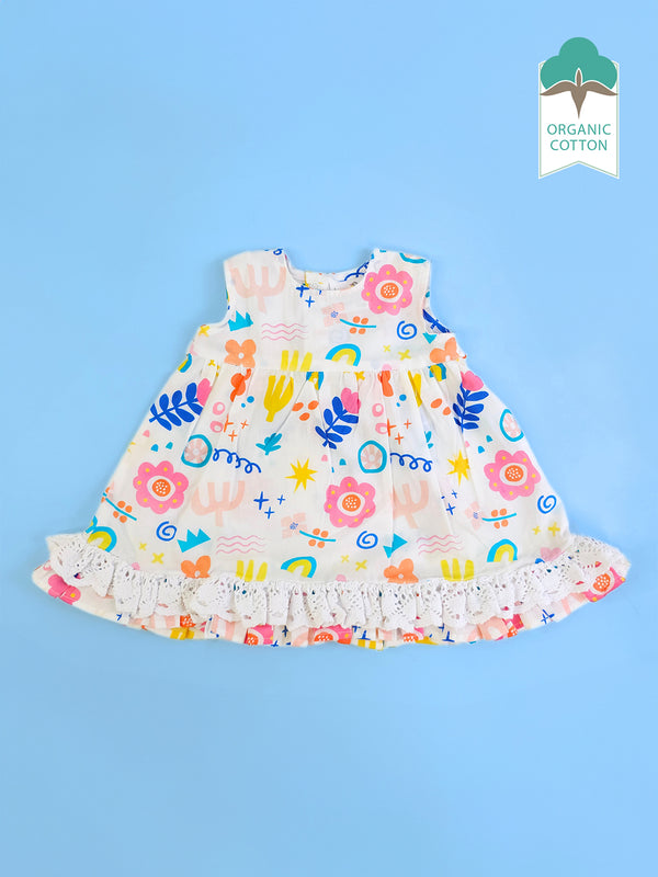 Lil Picasso - Organic Cotton Printed Baby Girl Peony Dress