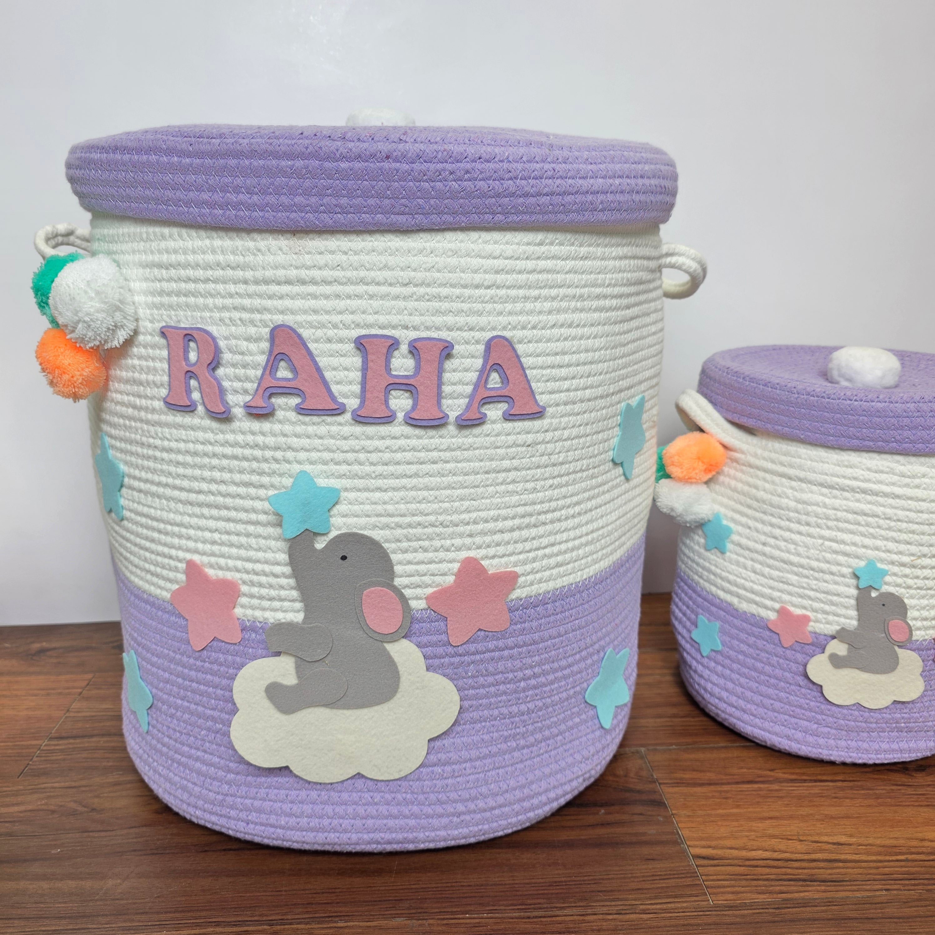 Jute Cotton Storage Basket with Lid - Ellie on a cloud