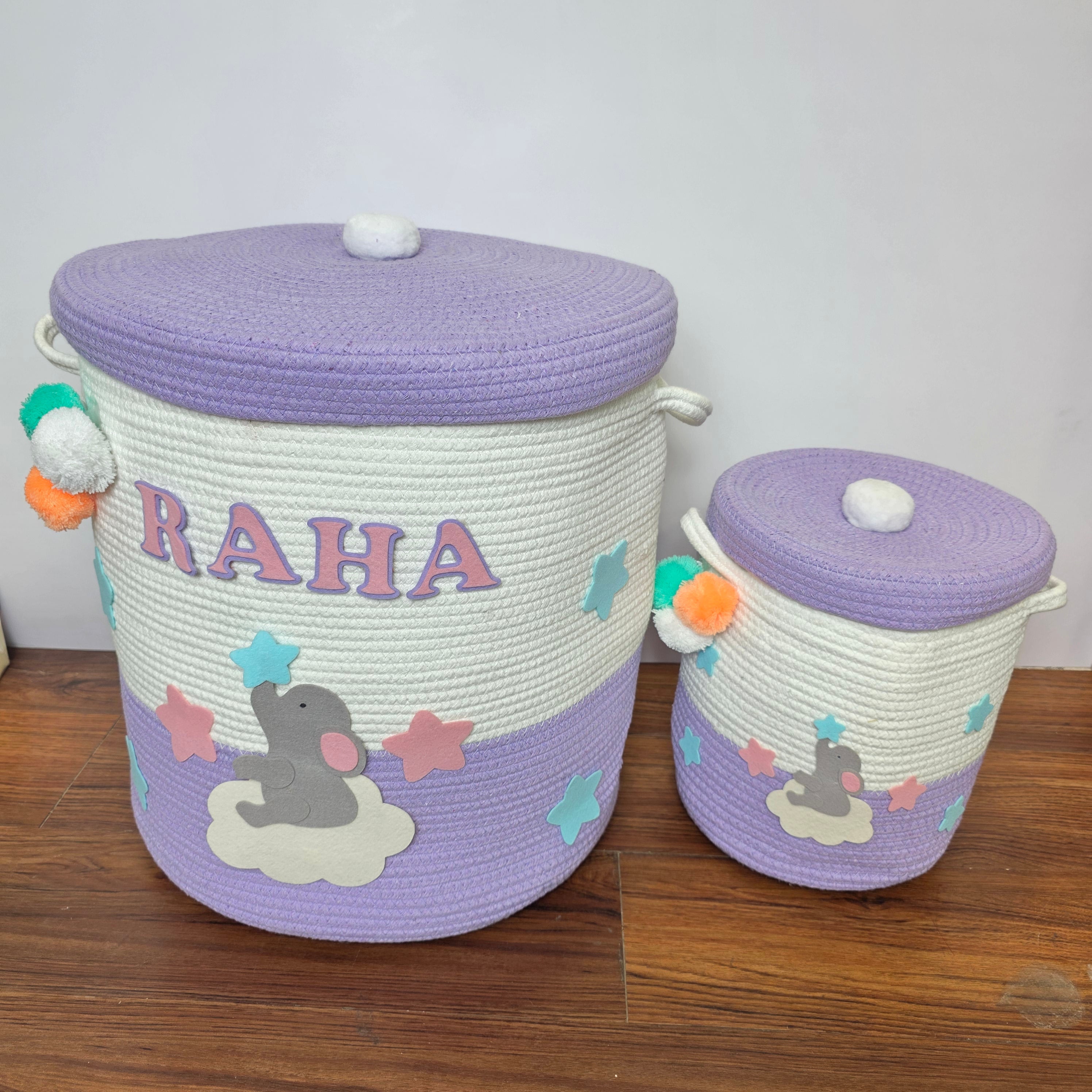 Jute Cotton Storage Basket with Lid - Ellie on a cloud