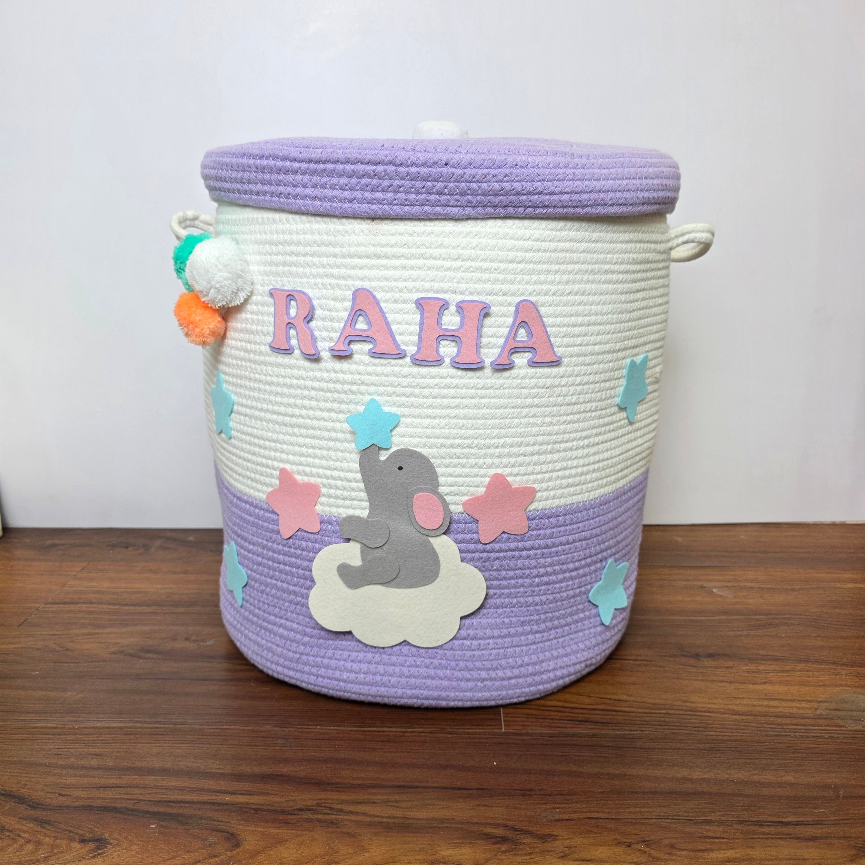 Jute Cotton Storage Basket with Lid - Ellie on a cloud