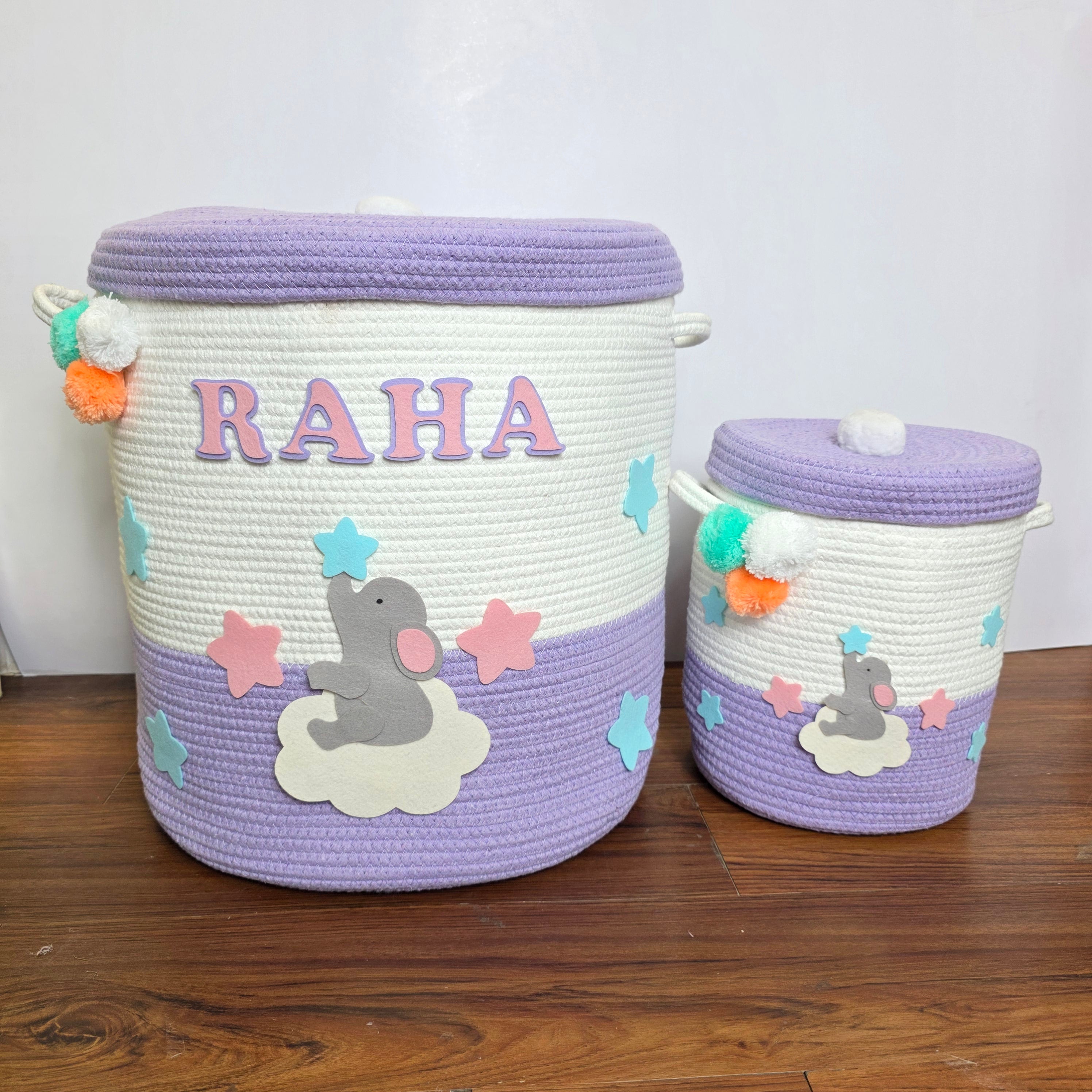 Jute Cotton Storage Basket with Lid - Ellie on a cloud