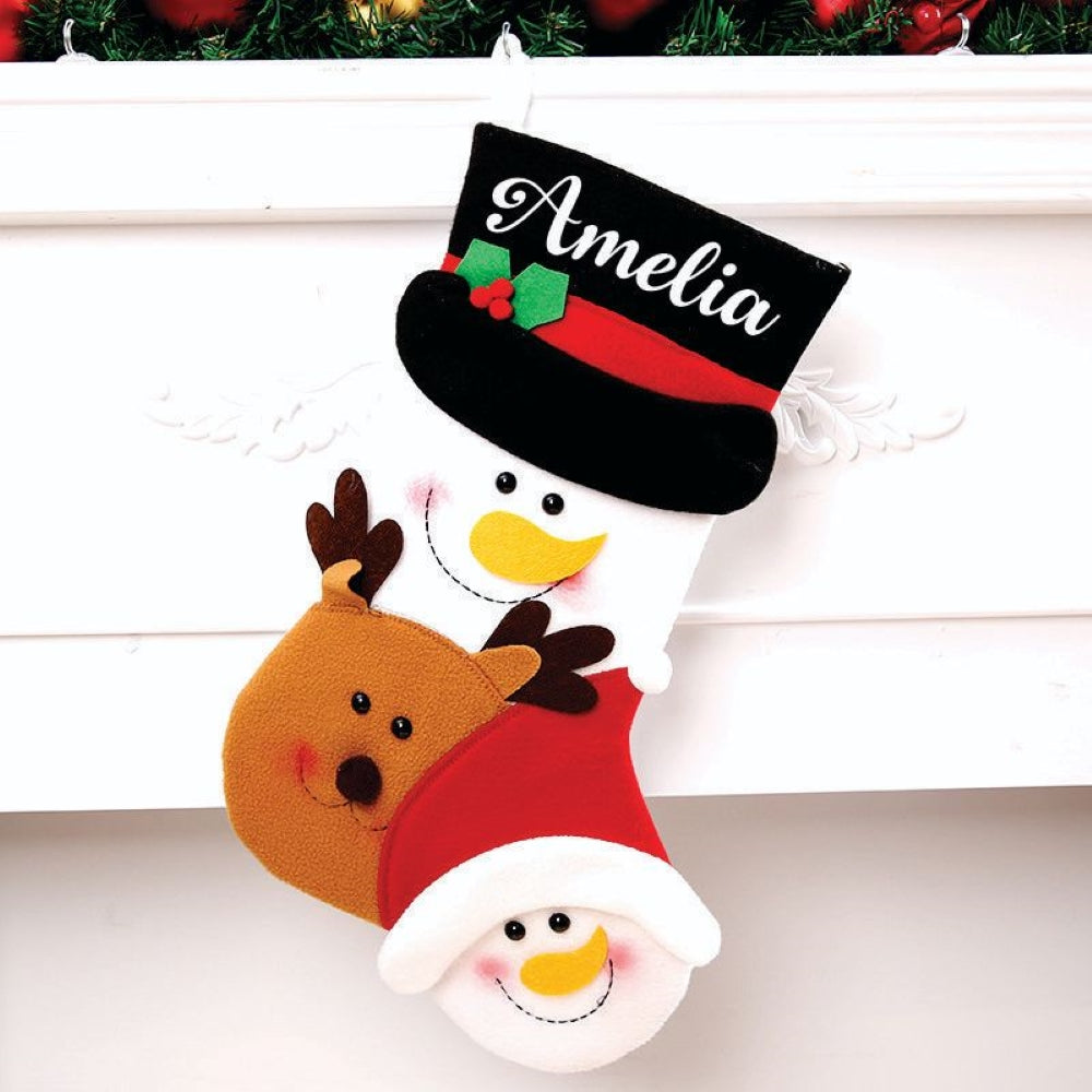 Happy Family Stockings - Snowman (Black Cap)