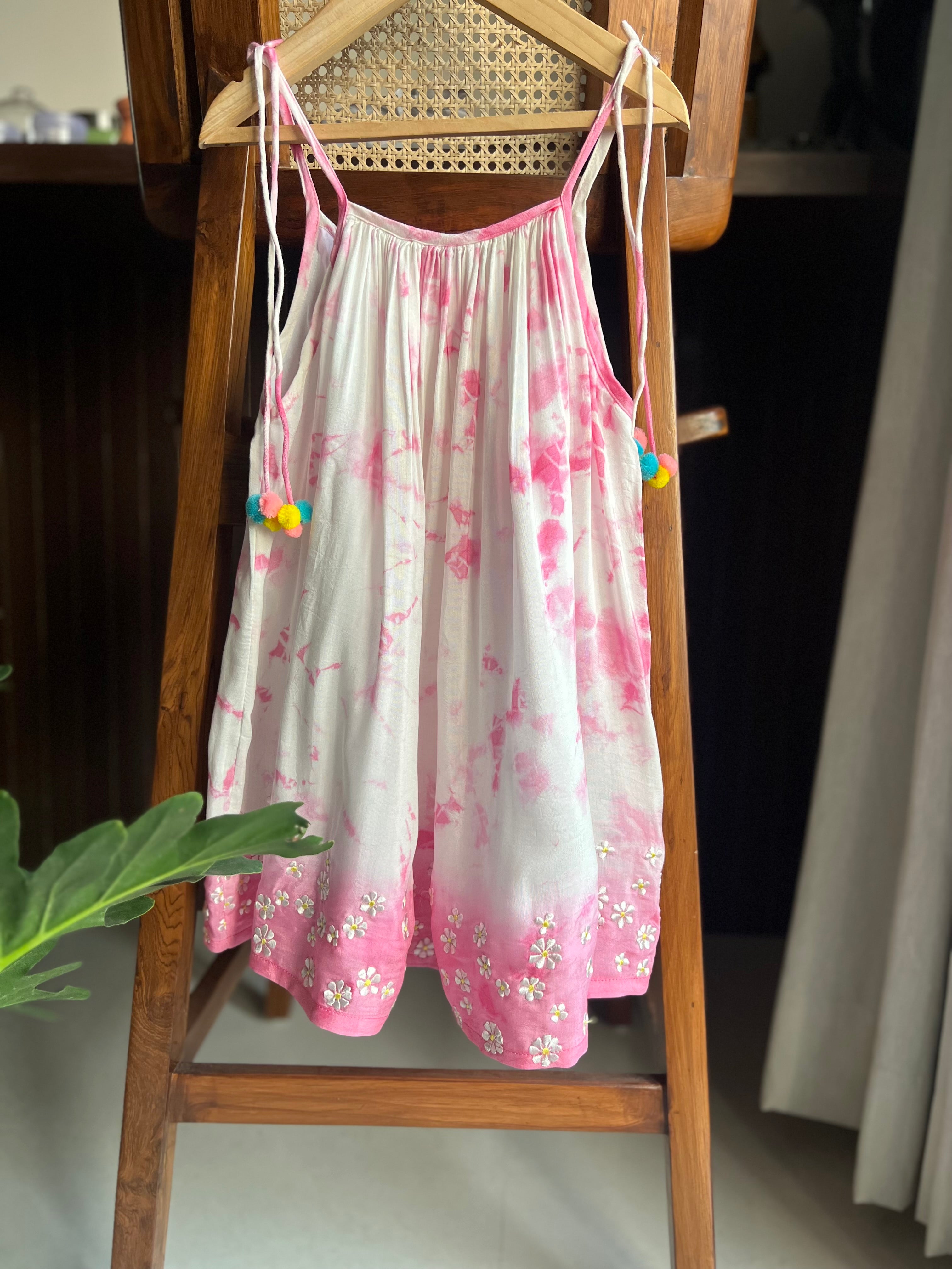 PINK TIE DYE SLIP DRESS - Totdot