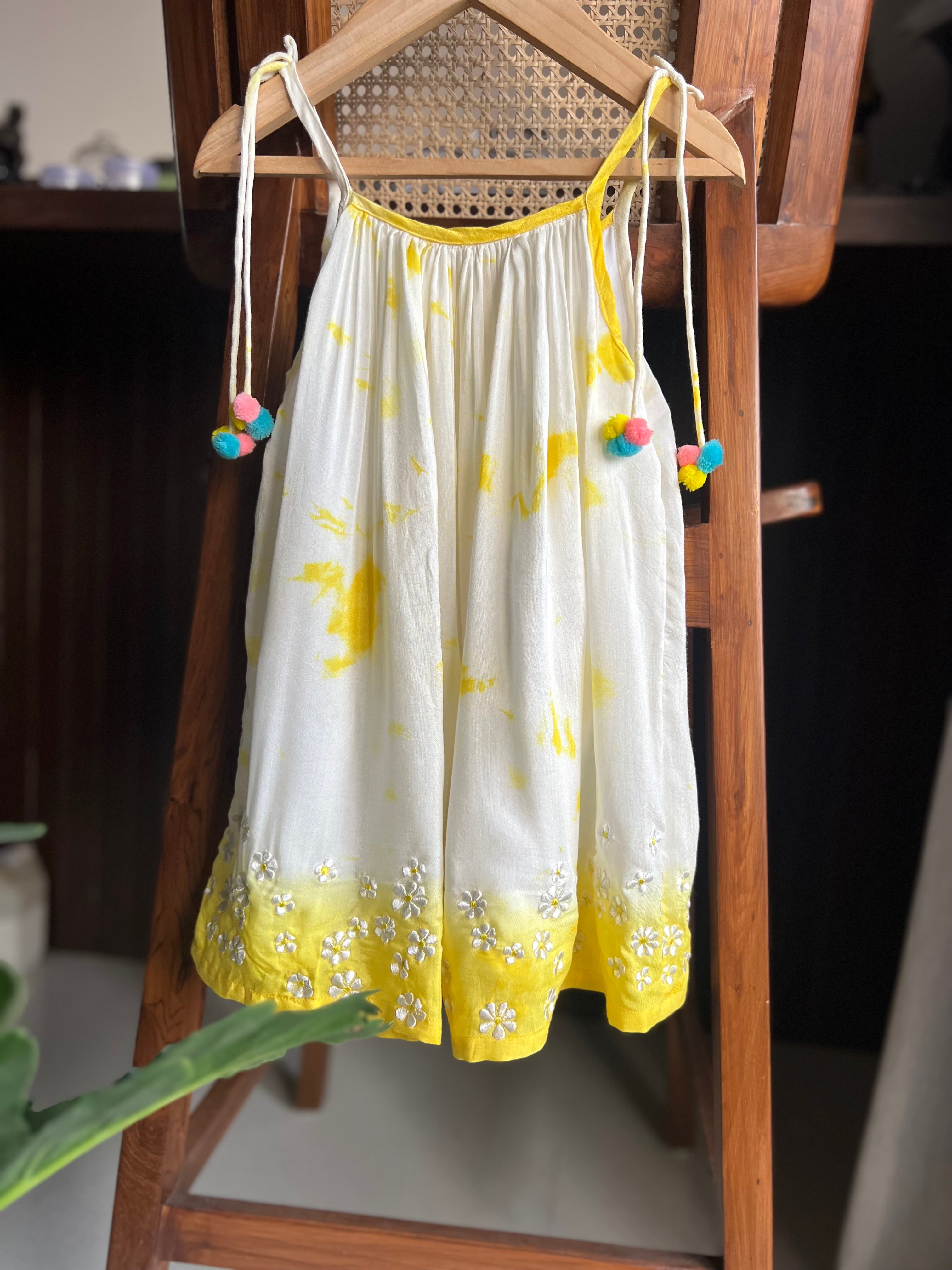 YELLOW TIE DYE SLIP DRESS 2.O - Totdot