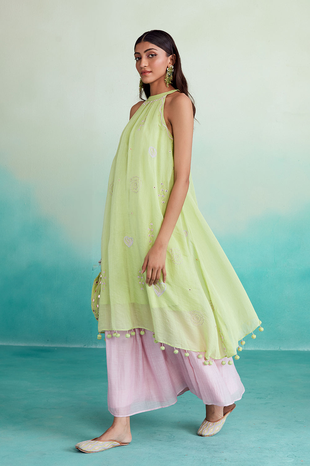 Limeade Kurta Skirt Set