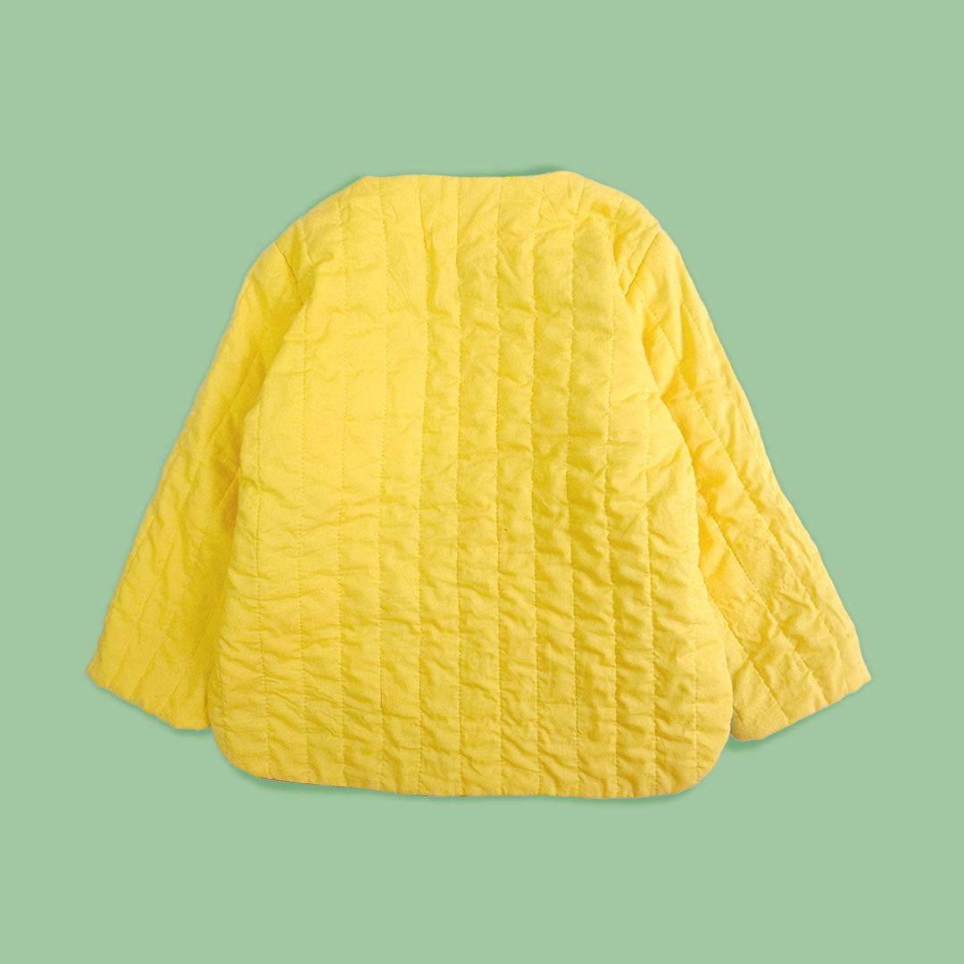 Yellow - Cotton Button Up Quilted Jacket