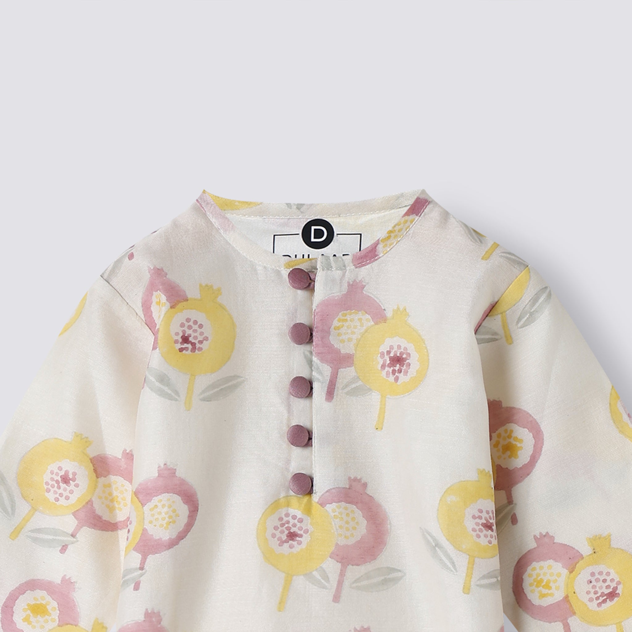 Chanderi Kurta Pyjama Set - Gardens Of Anar (Mulberry)
