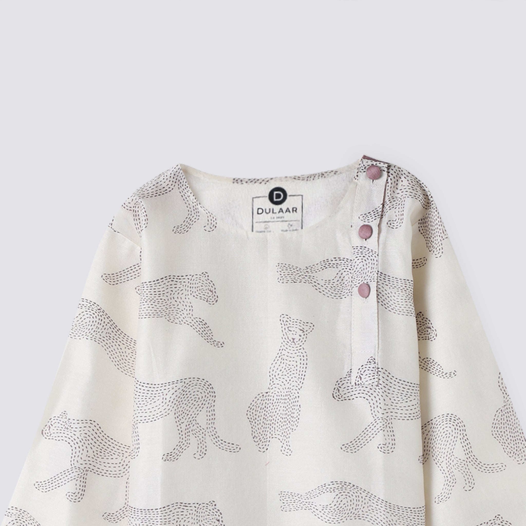 Chanderi Kurta Pyjama Set - Cheerful Cheetahs
