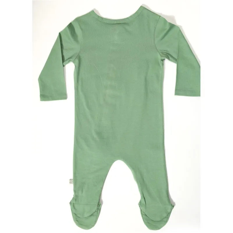 Baby 2 Way Zipper Full Sleeves Bodysuit With An Organic Cotton Cap - Mineral Green