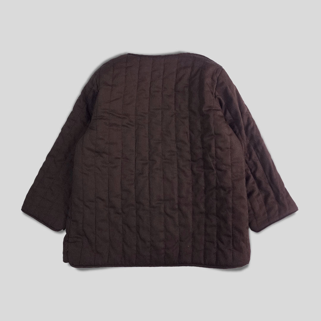 Patchwork Choco Brown - Cotton Button Up Quilted Jacket