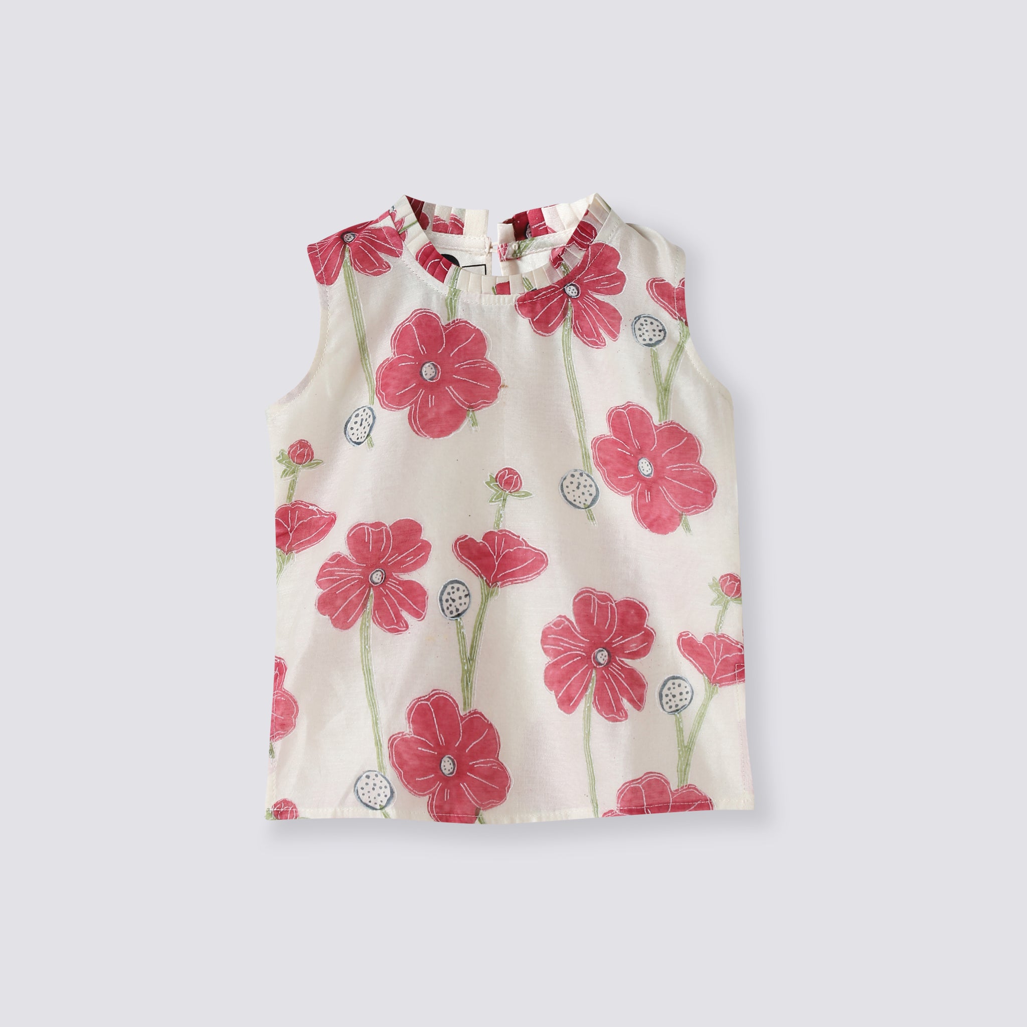 Chanderi Sharara Set  - Poppy Fields (Ruby)