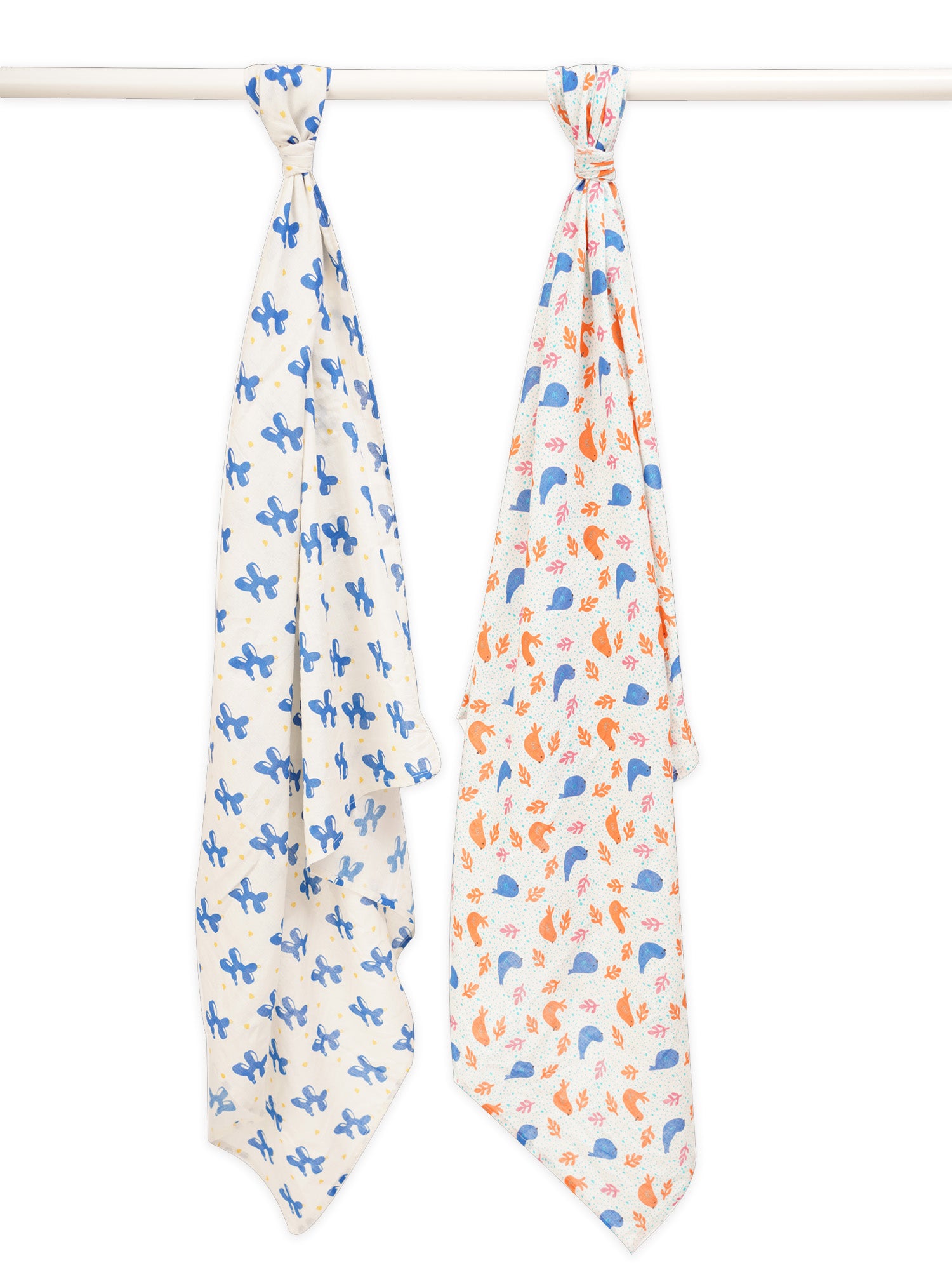 Blue Safari Cotton Muslin Swaddle Wrap for New Born (Pack of 2) - Totdot