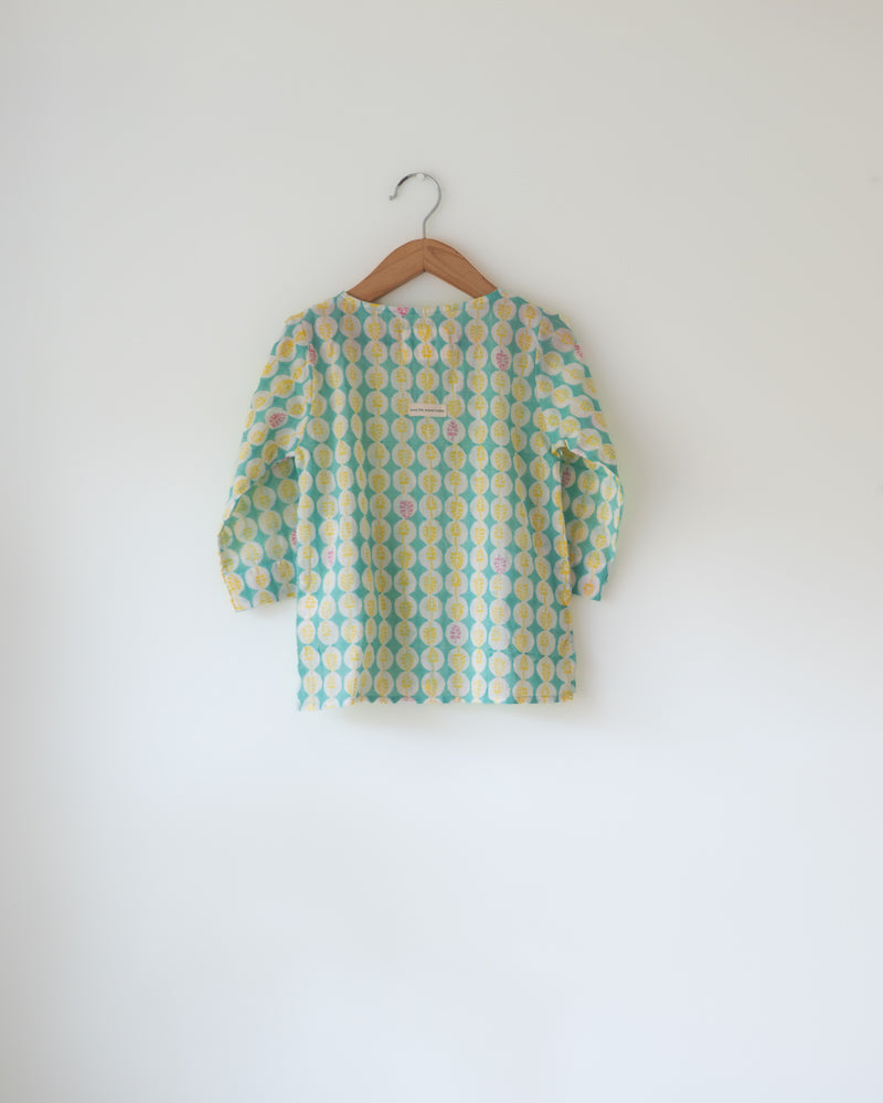 Rasa Green Monstera Full Sleeve Cotton Kurta