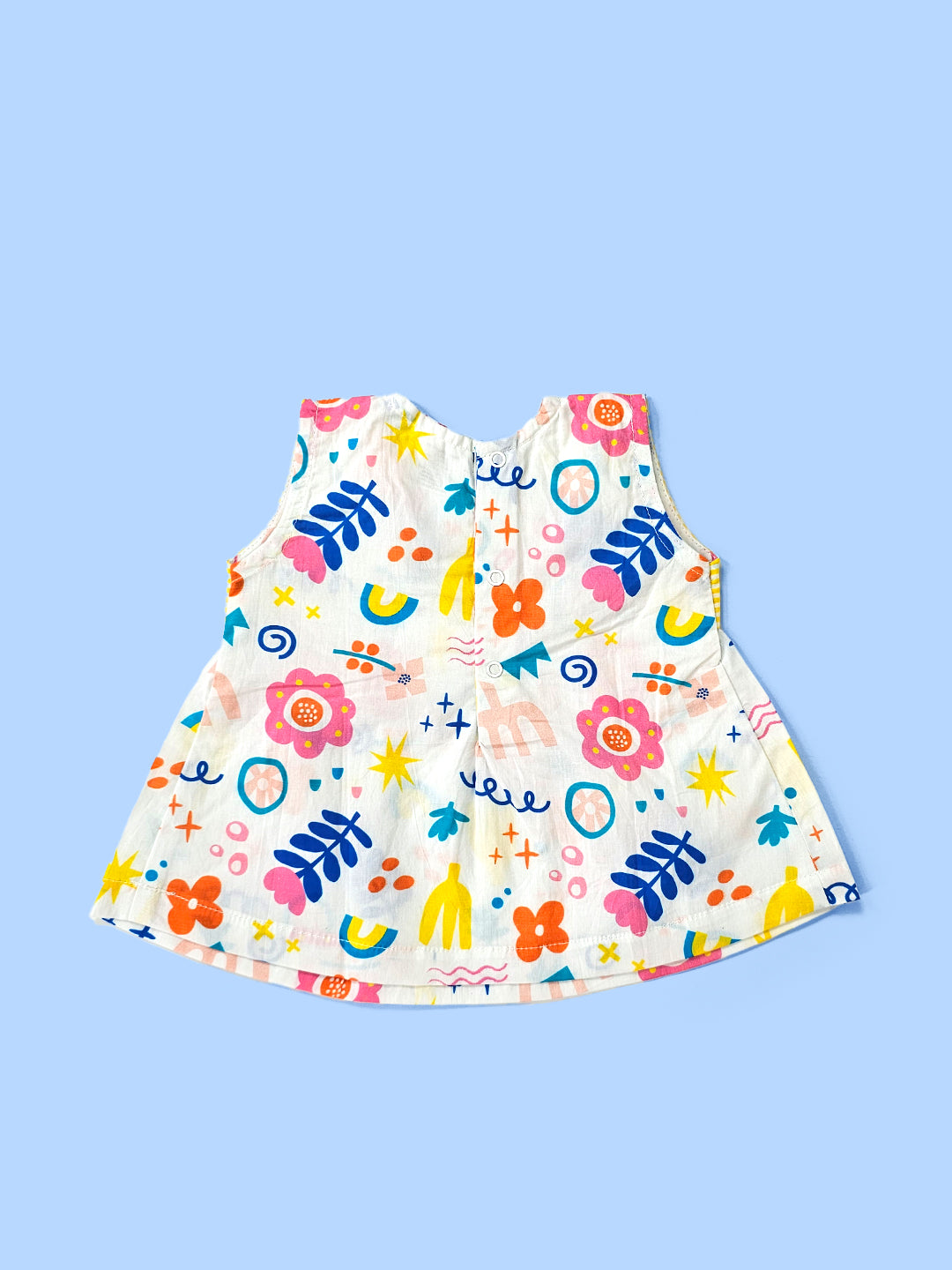 Lil Picasso - Organic Cotton Printed Baby Girl Yellow Bow Dress - Totdot