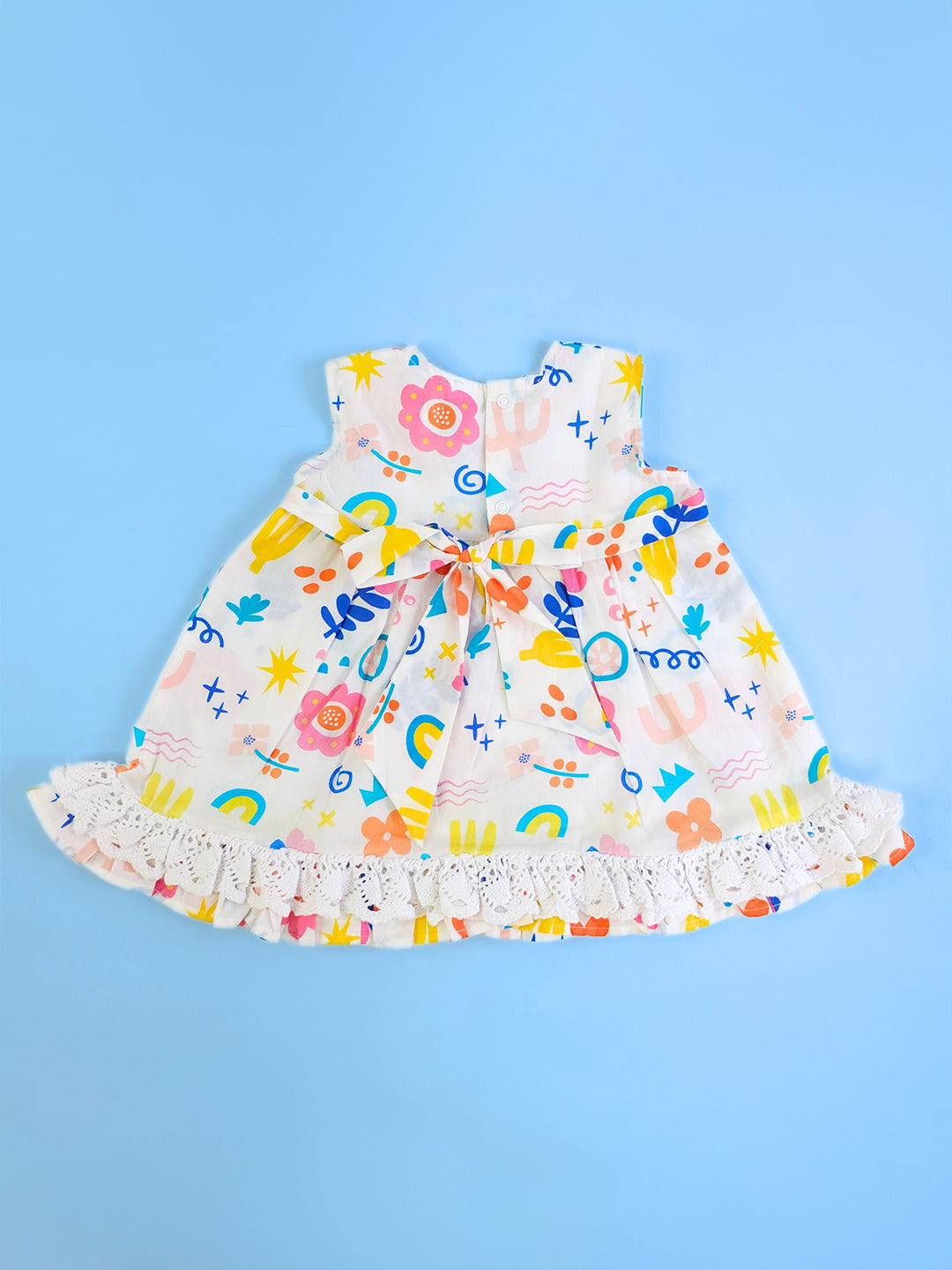 Lil Picasso - Organic Cotton Printed Baby Girl Peony Dress - Totdot