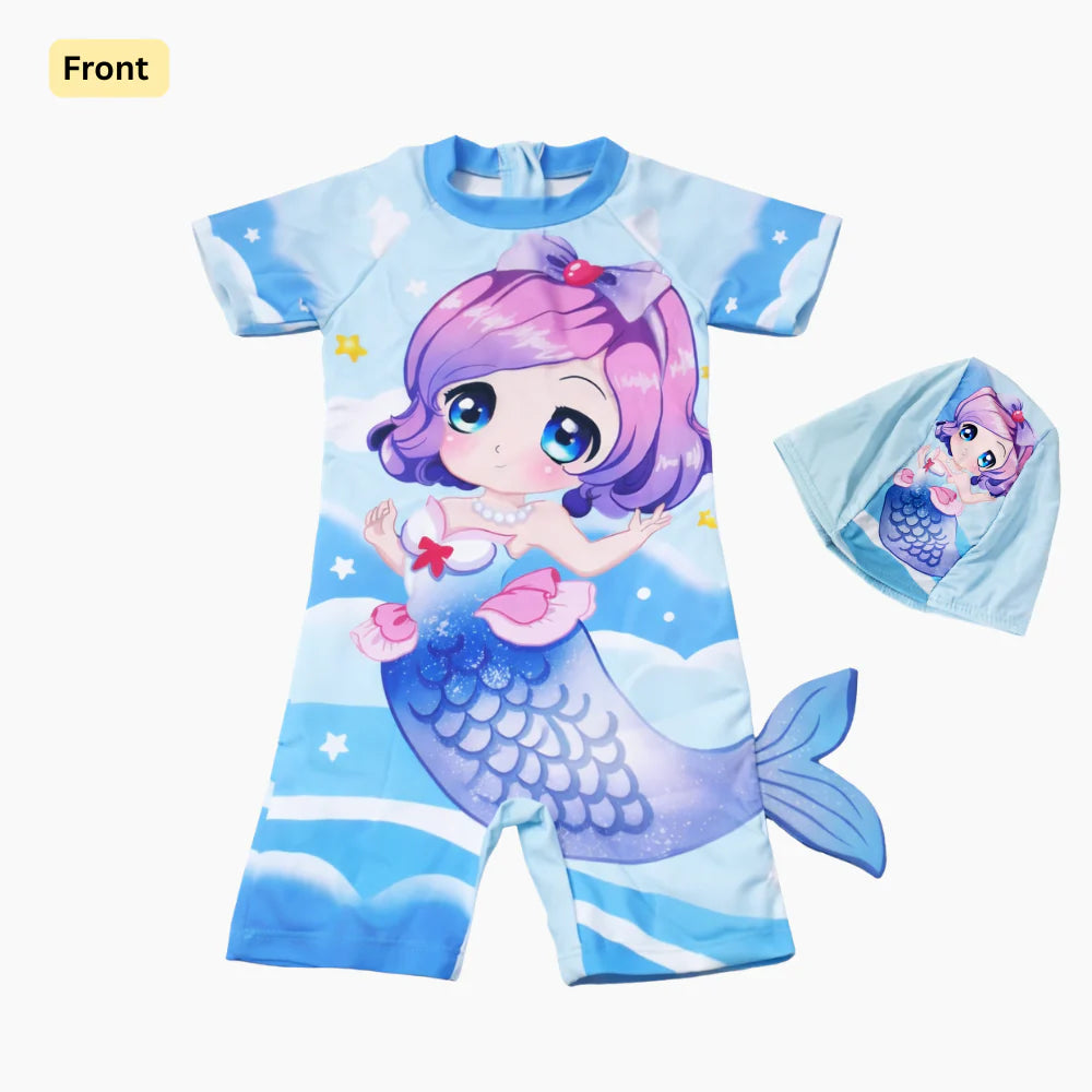 Aqua Angel Mermaid Suit with Cap