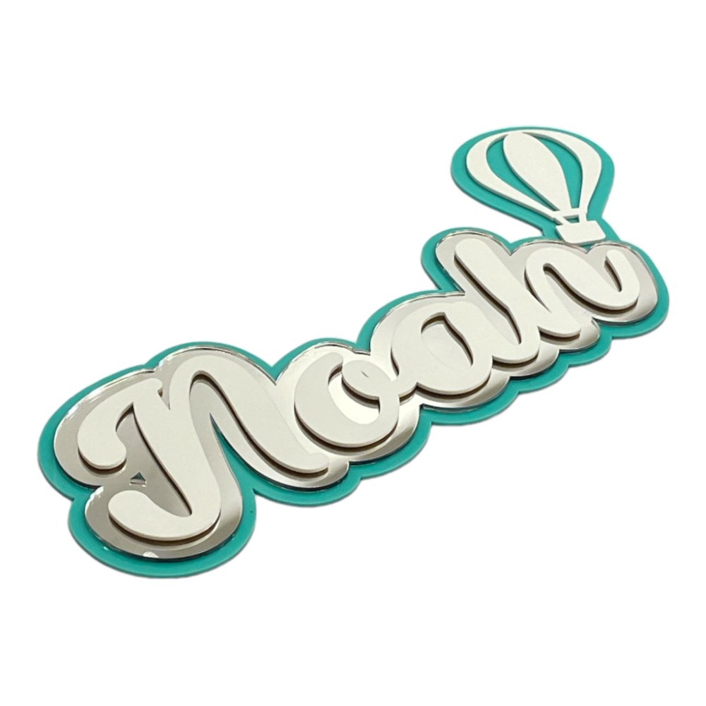 Silver White with Multiple Motif - 3 Layer Name Plaque