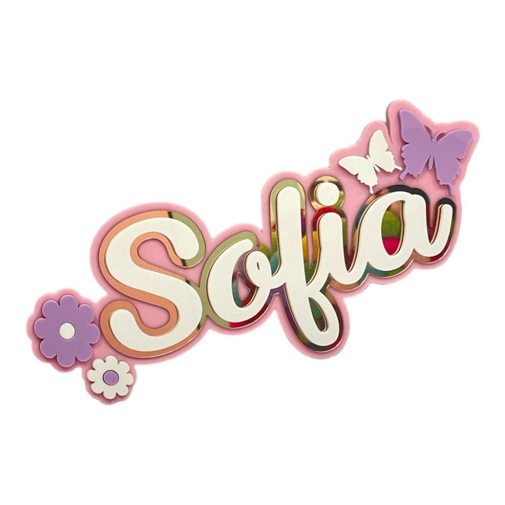 Winged Petals - 3 Layer Name Plaque