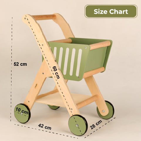 Shop 'N' Roll - Educational Wooden Toy Role Play Grocery Store Shopping Trolley | Boys Or Girls Pretend Play Supermarket Playset