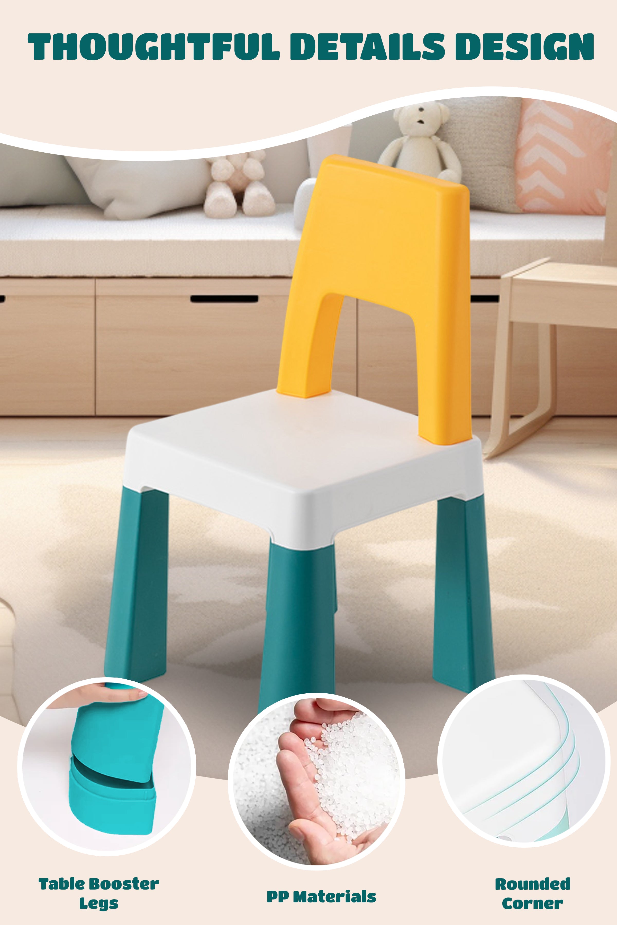 Learning Chair for Kids - Yellow, white and Blue