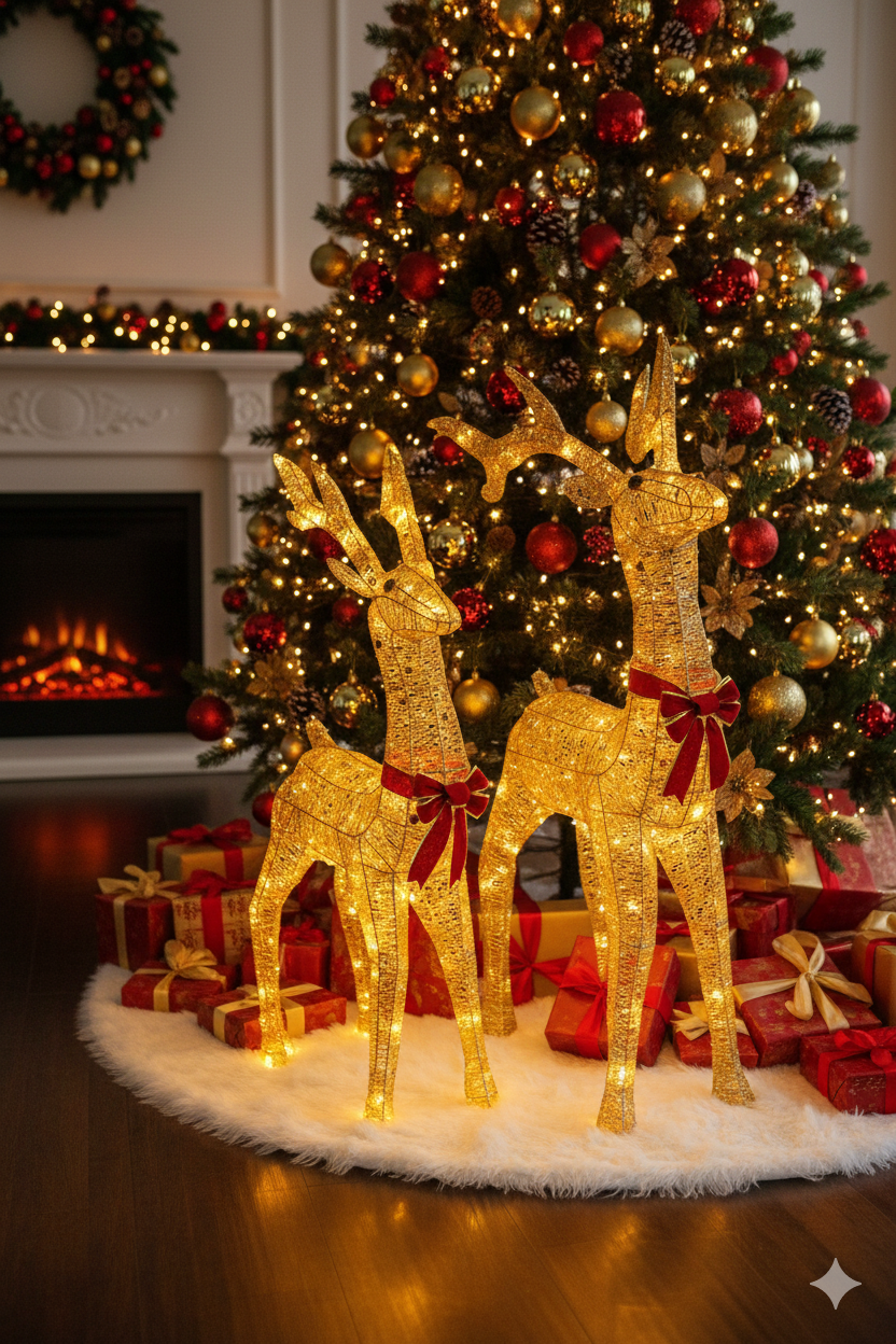 Rudolph - Shimmering Gold LED Reindeer Decoration - 1.2 M