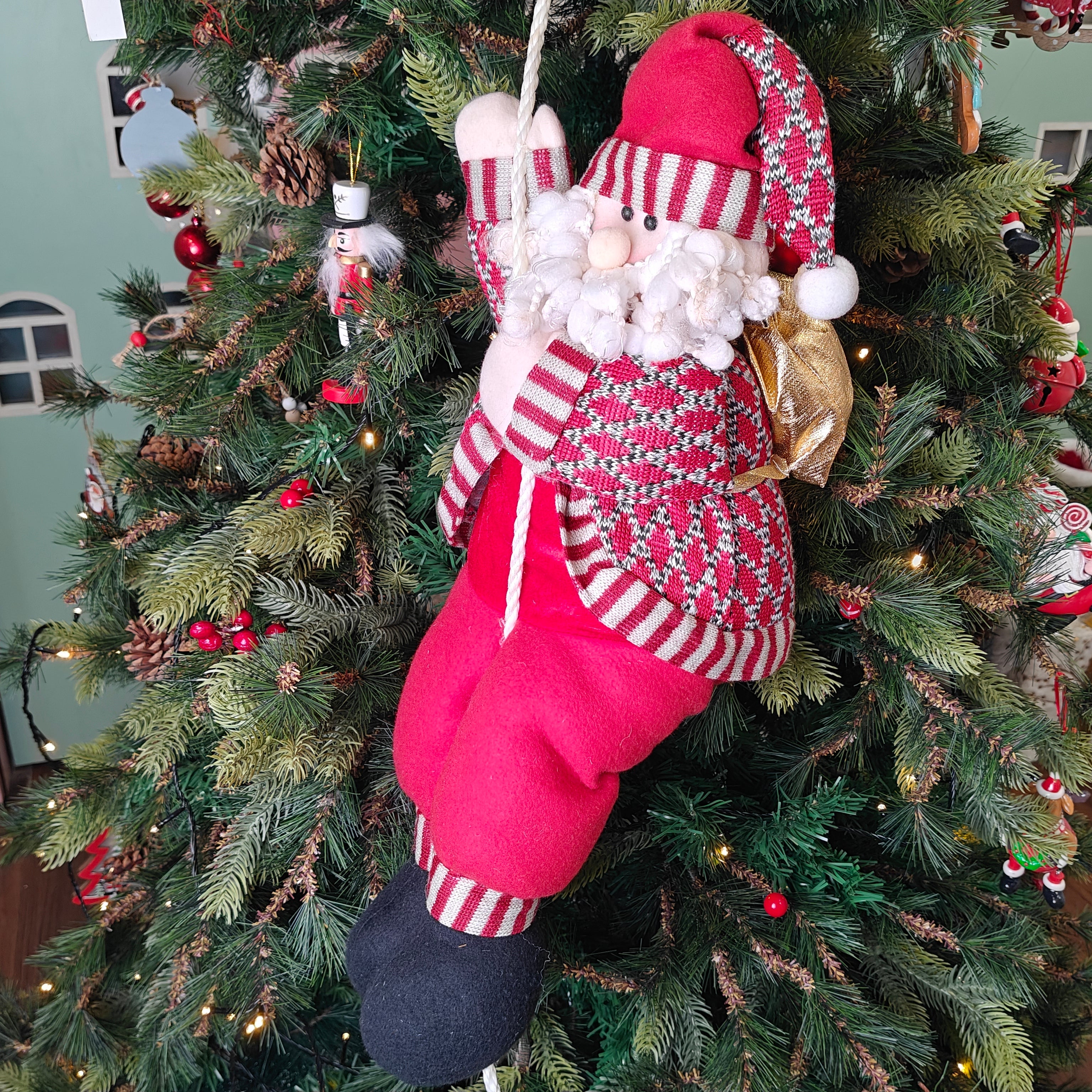 Candy Knit Santa on a Tree