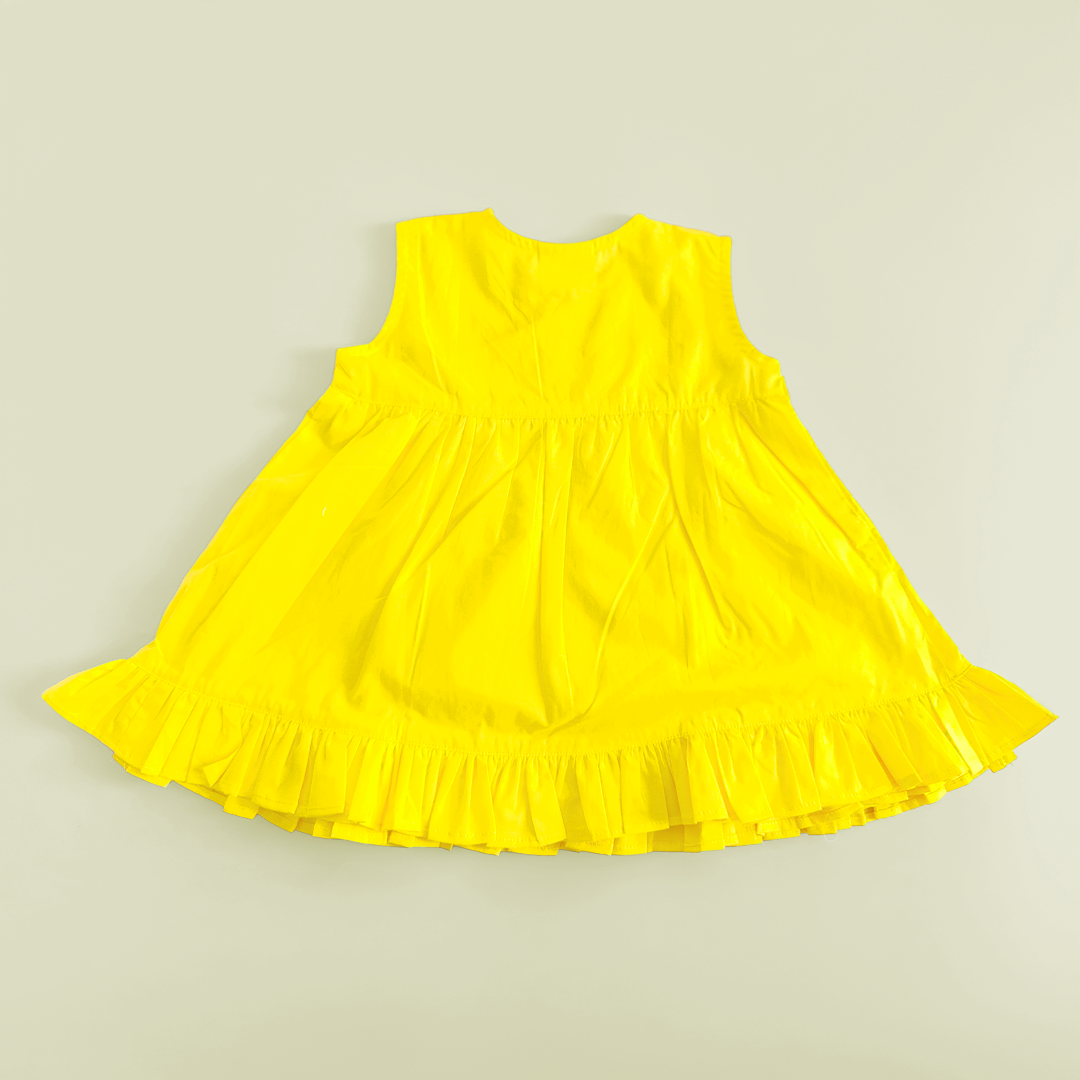 Embroidered Yellow Wrap Dress - Lotus Pond