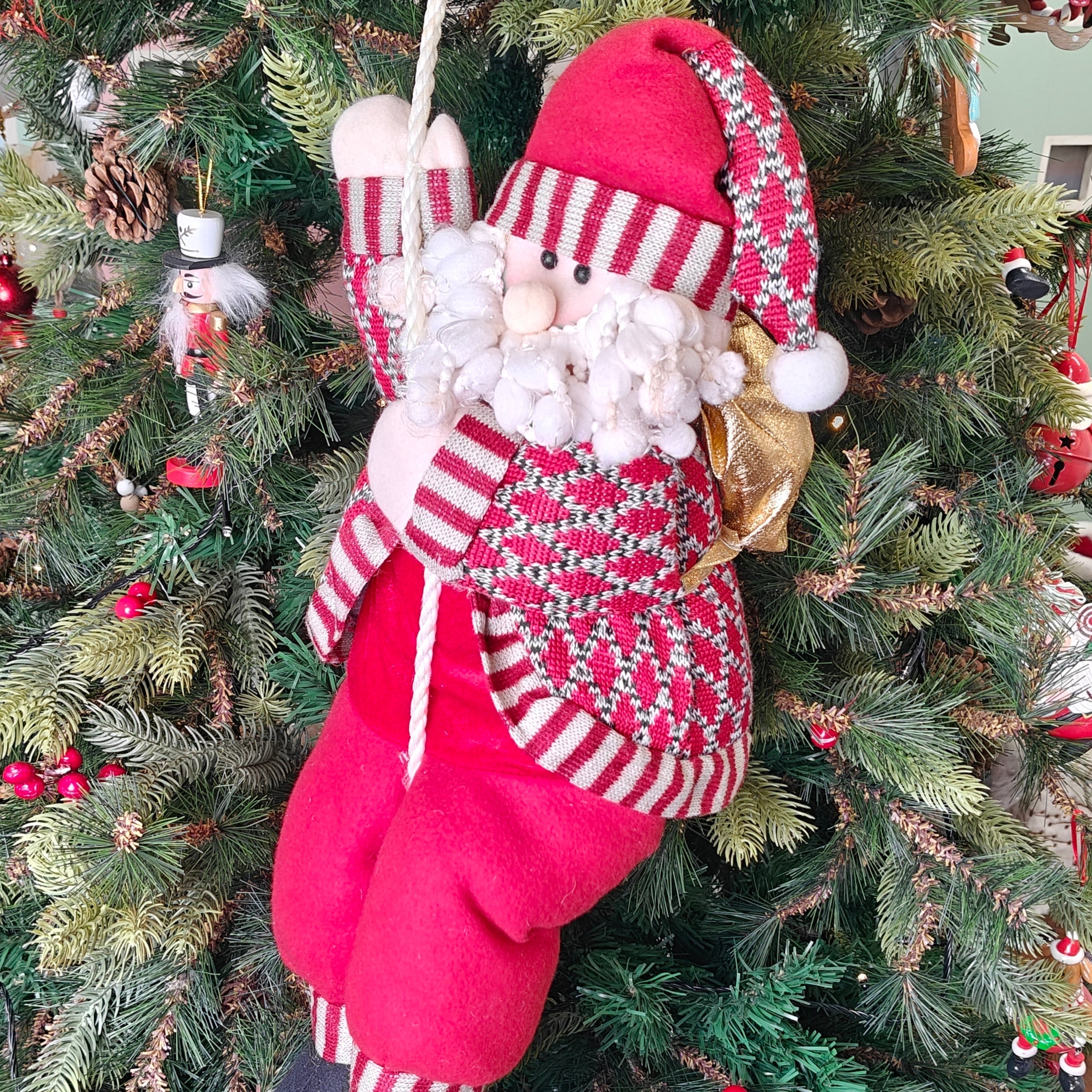Candy Knit Santa on a Tree