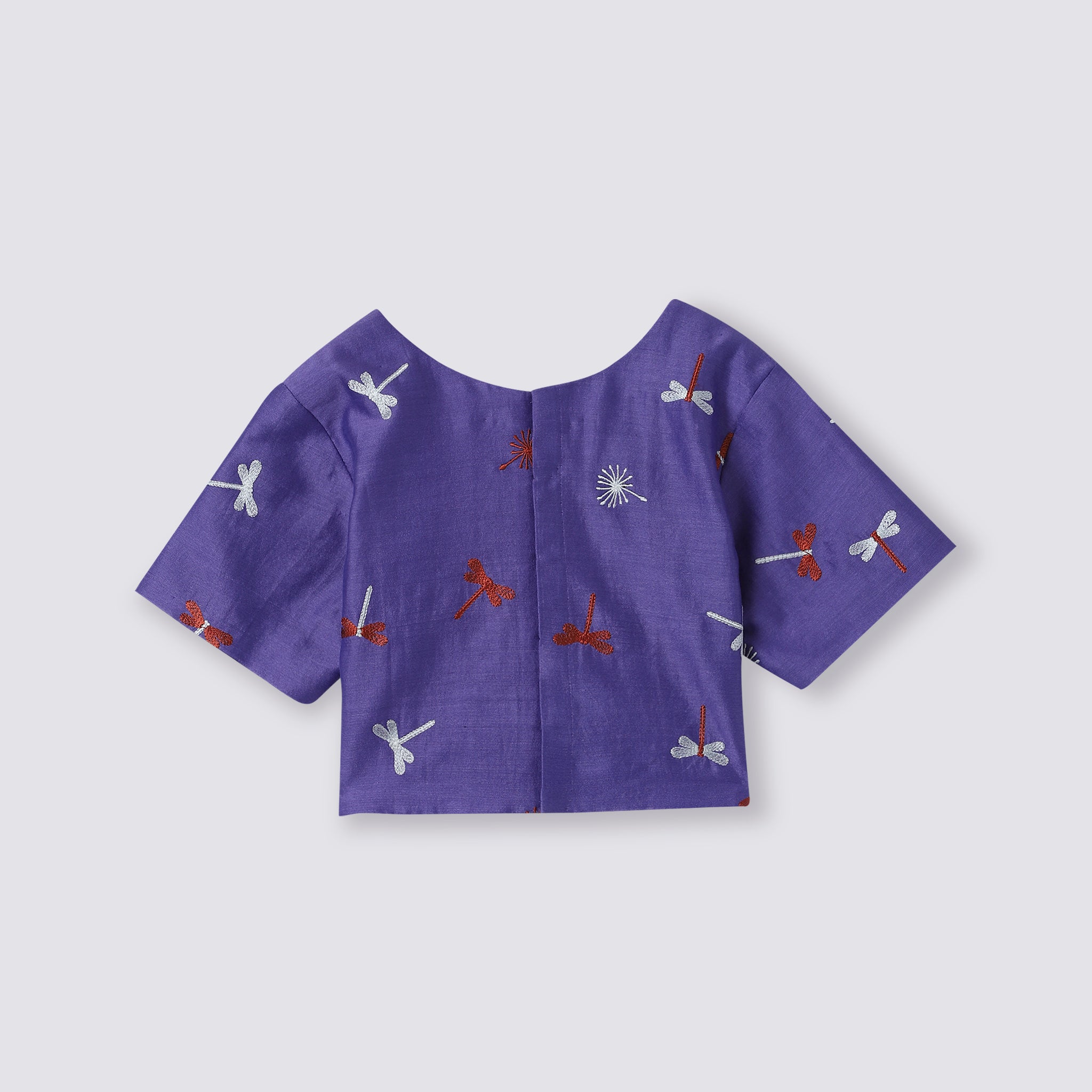 Chanderi Lehenga Set | Embroidered - Dancing with Dragonflies (Amethyst)