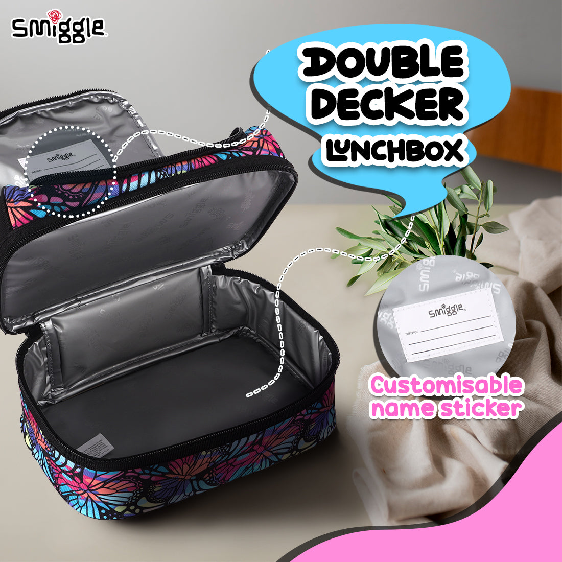 Vivid Double Decker Lunchbox Black Mix