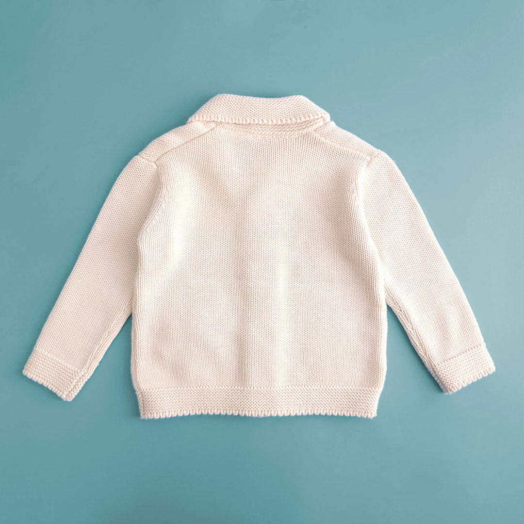 Winter Lavender – Cotton Hand Embroidered White Cardigan