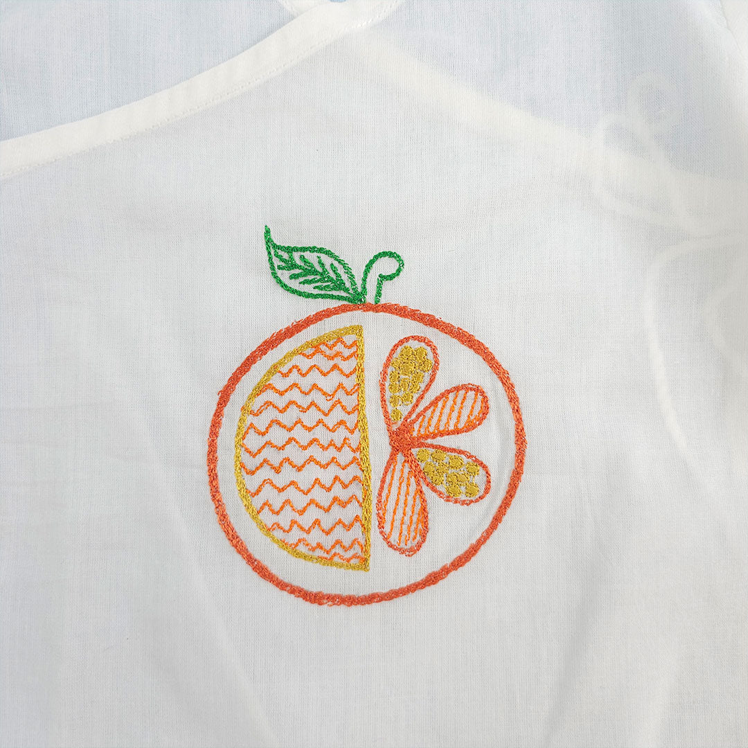 Orange – Cotton Full Sleeve Embroidered Baby Jabla