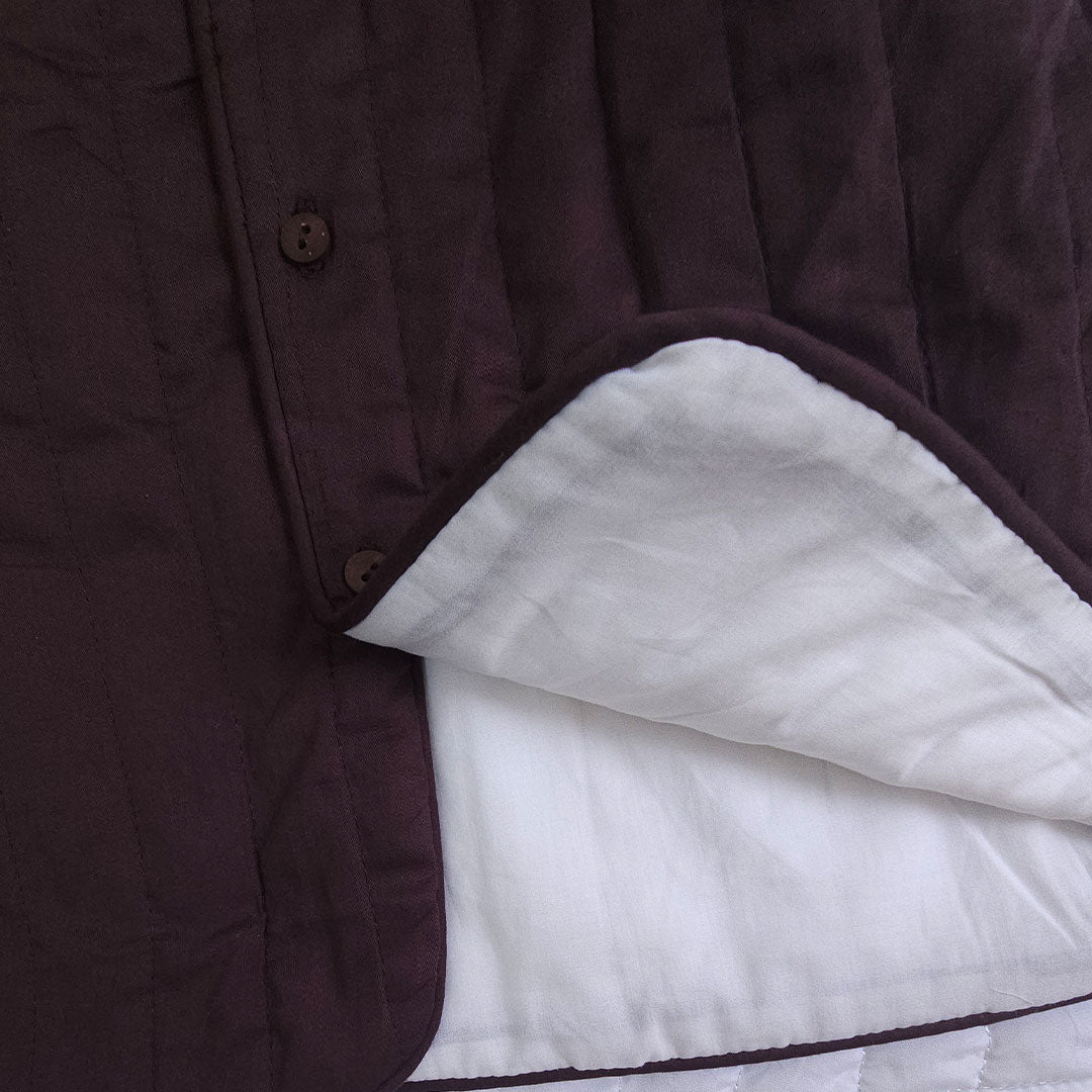 Choco Brown - Cotton Button Up Quilted Jacket