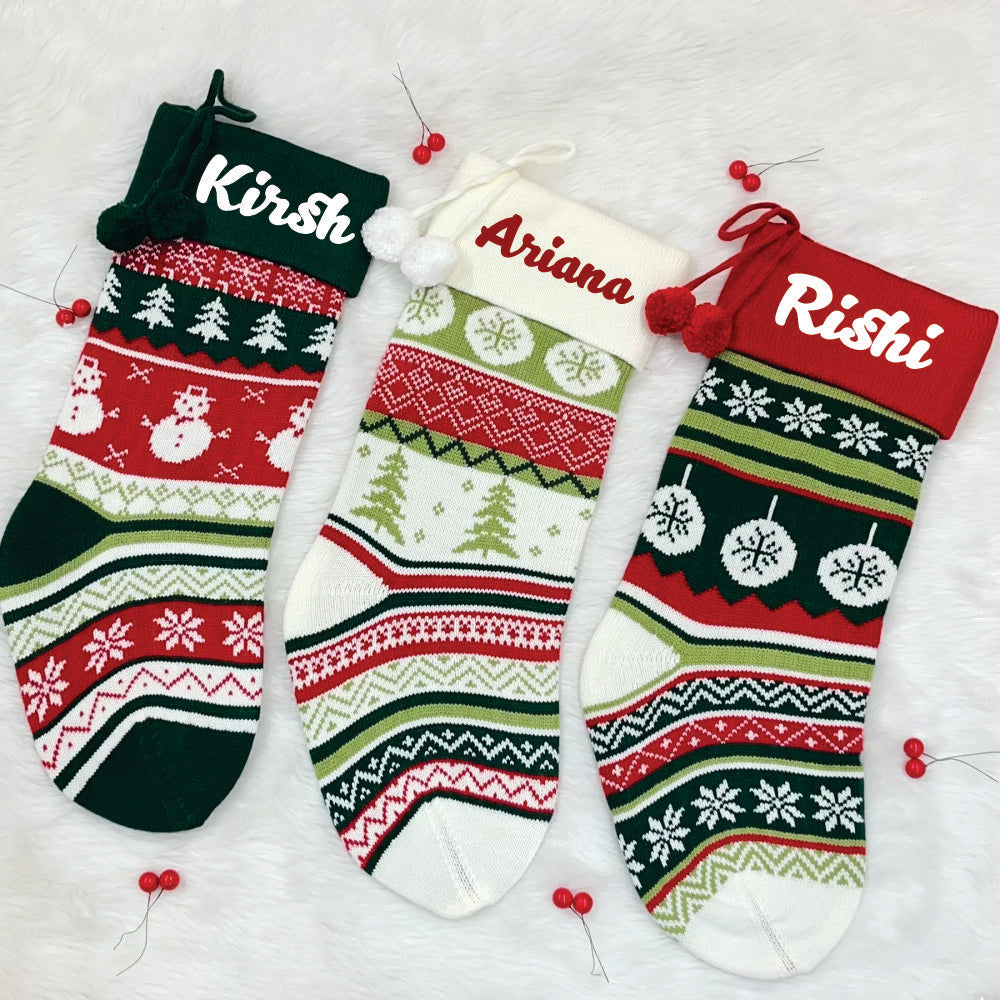 Handwoven Knitted Stocking - Set of 3