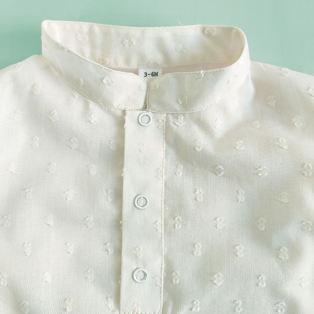 Textured Kurta paired with Pajama Pants - White