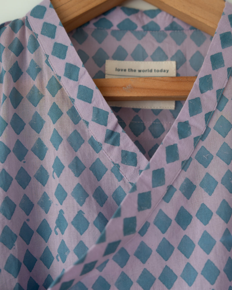 Saaz Purple Rhombus Infant Angrakha Kurta (0-12 Months)