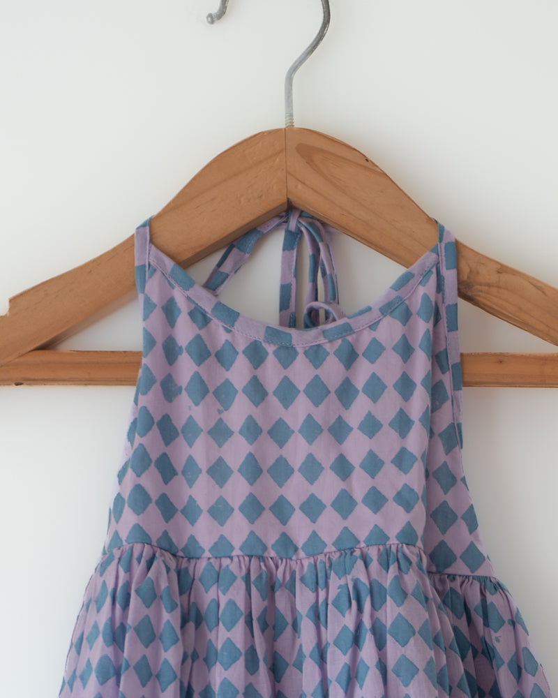 Saaz Purple Geometric Halter Maxi Dress