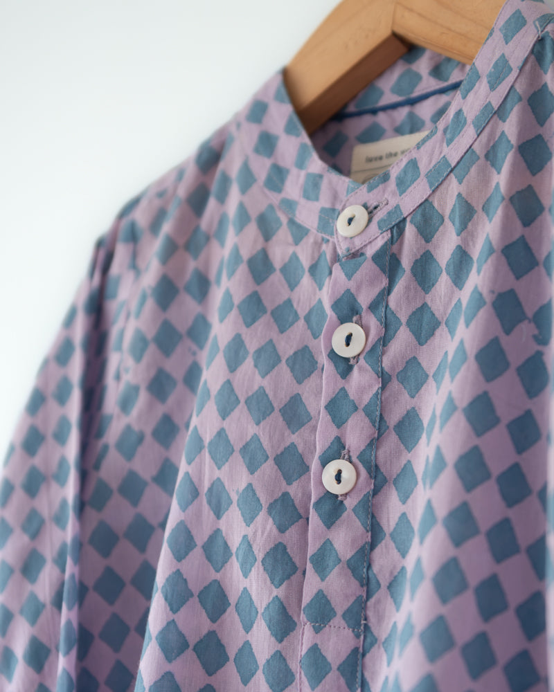 Saaz Purple Rhombus Full Sleeve Shirt Kurta