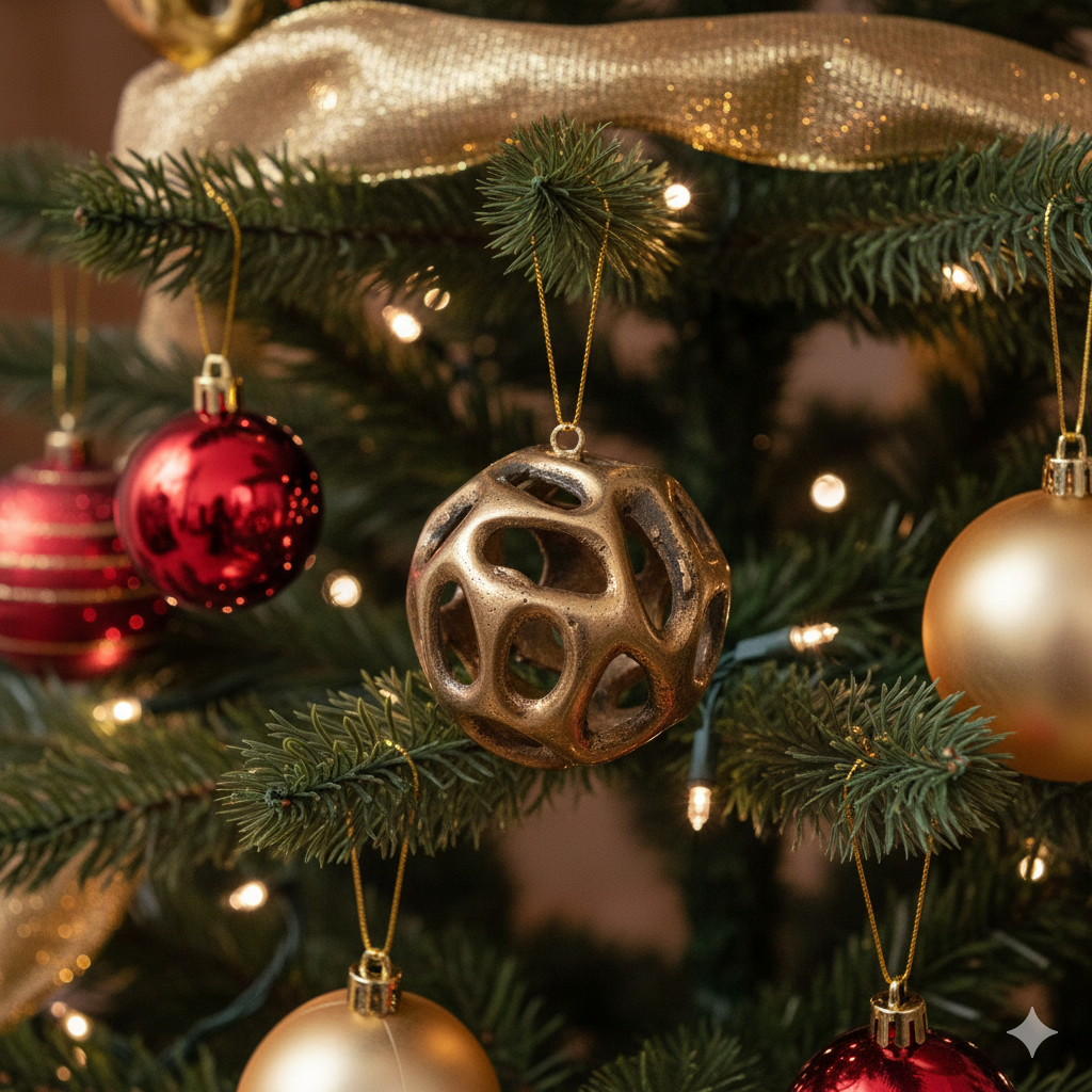 BALIN - gold color decorative metal bauble for Christmas decorations