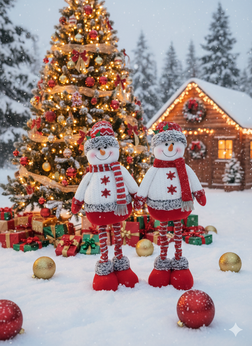 ALORA - Pack of 2 Cozy Plush Snowman Figures