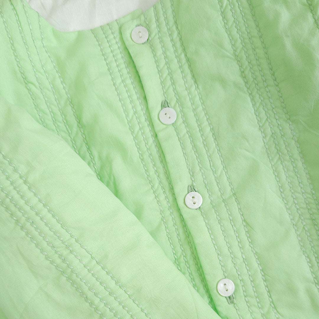Mint Green - Cotton Button Up Quilted Jacket